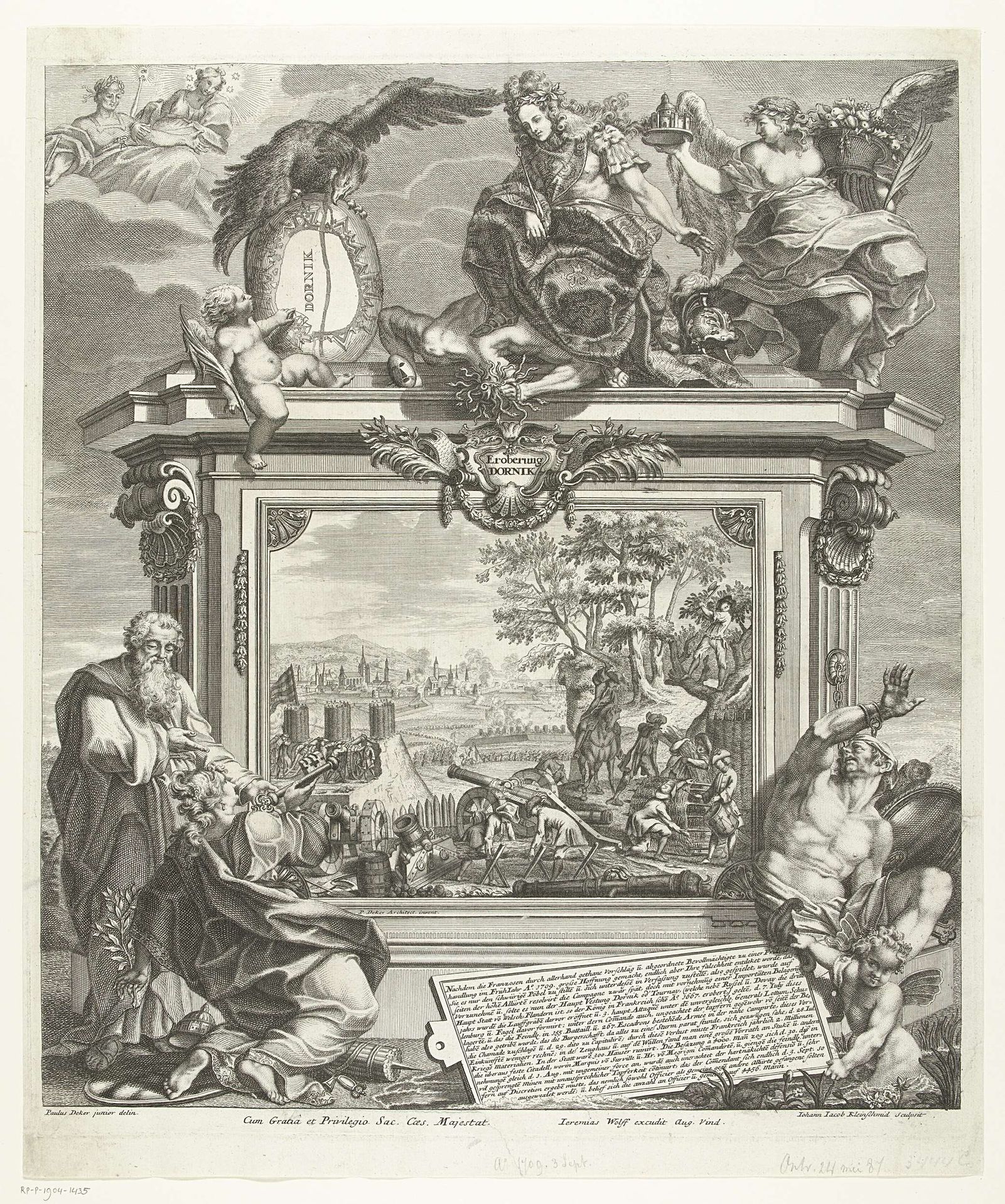 Verovering van Doornik, 1709 by Johann Jakob Kleinschmidt