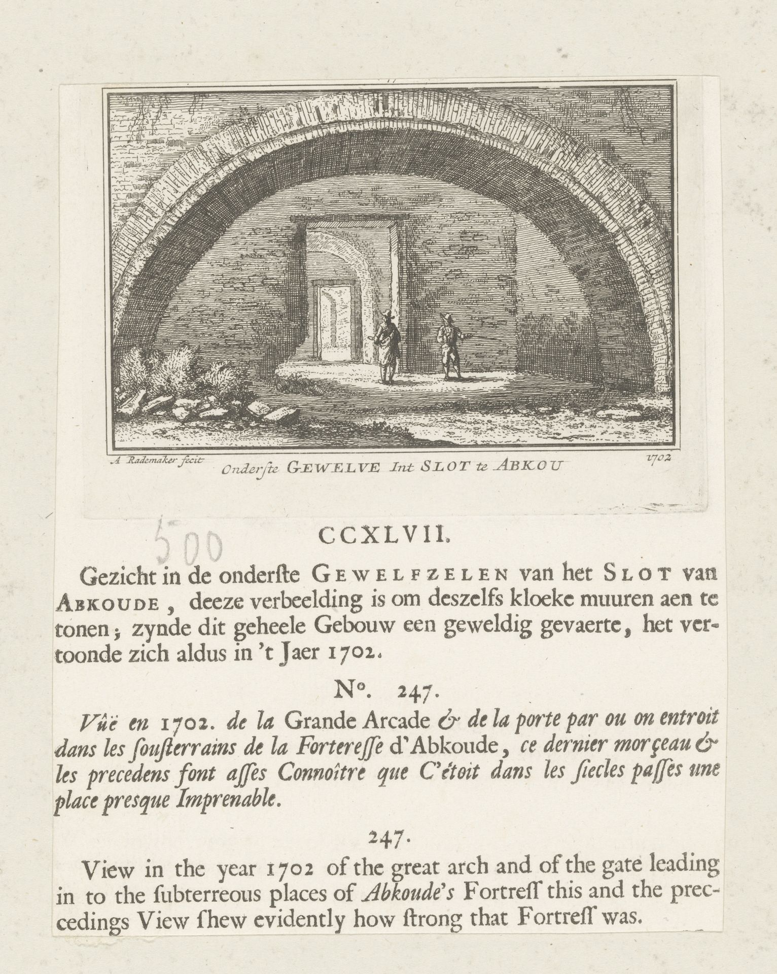 Gezicht op een gewelf in Slot Abcoude by Abraham Rademaker