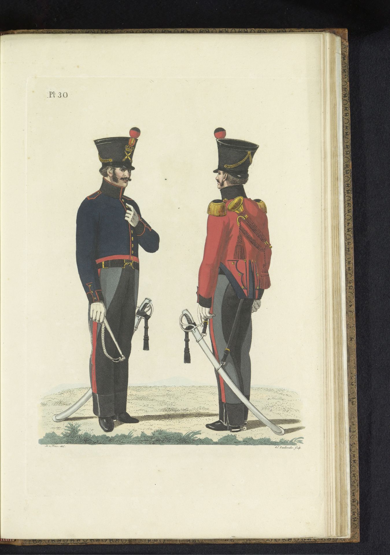 Soldaat en Trompetter, te voet, Artillerie-Trein by Abraham Lion Zeelander