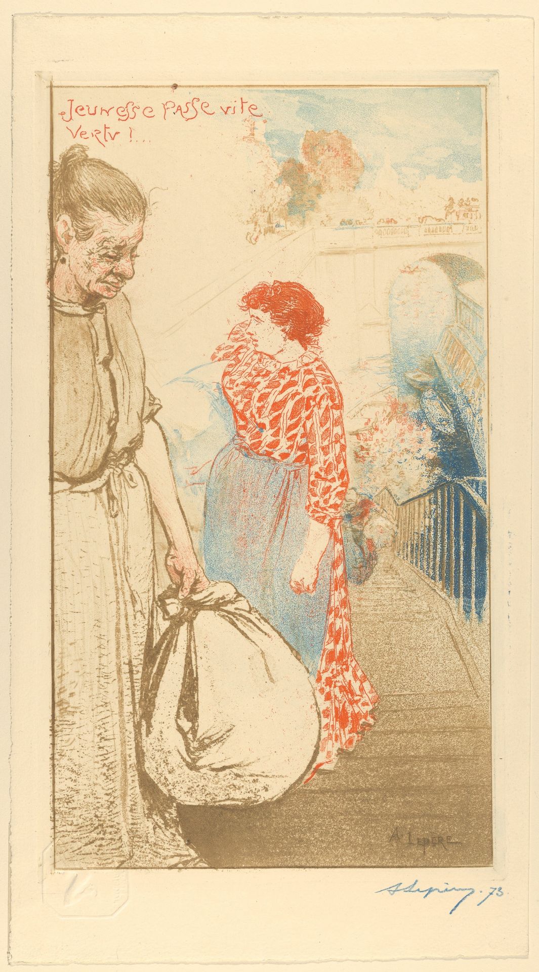 Laundresses (Blanchisseuses) (How Quickly Youth Fades! / Jeunesse passe vite vertu!) by Auguste-Louis Lepère