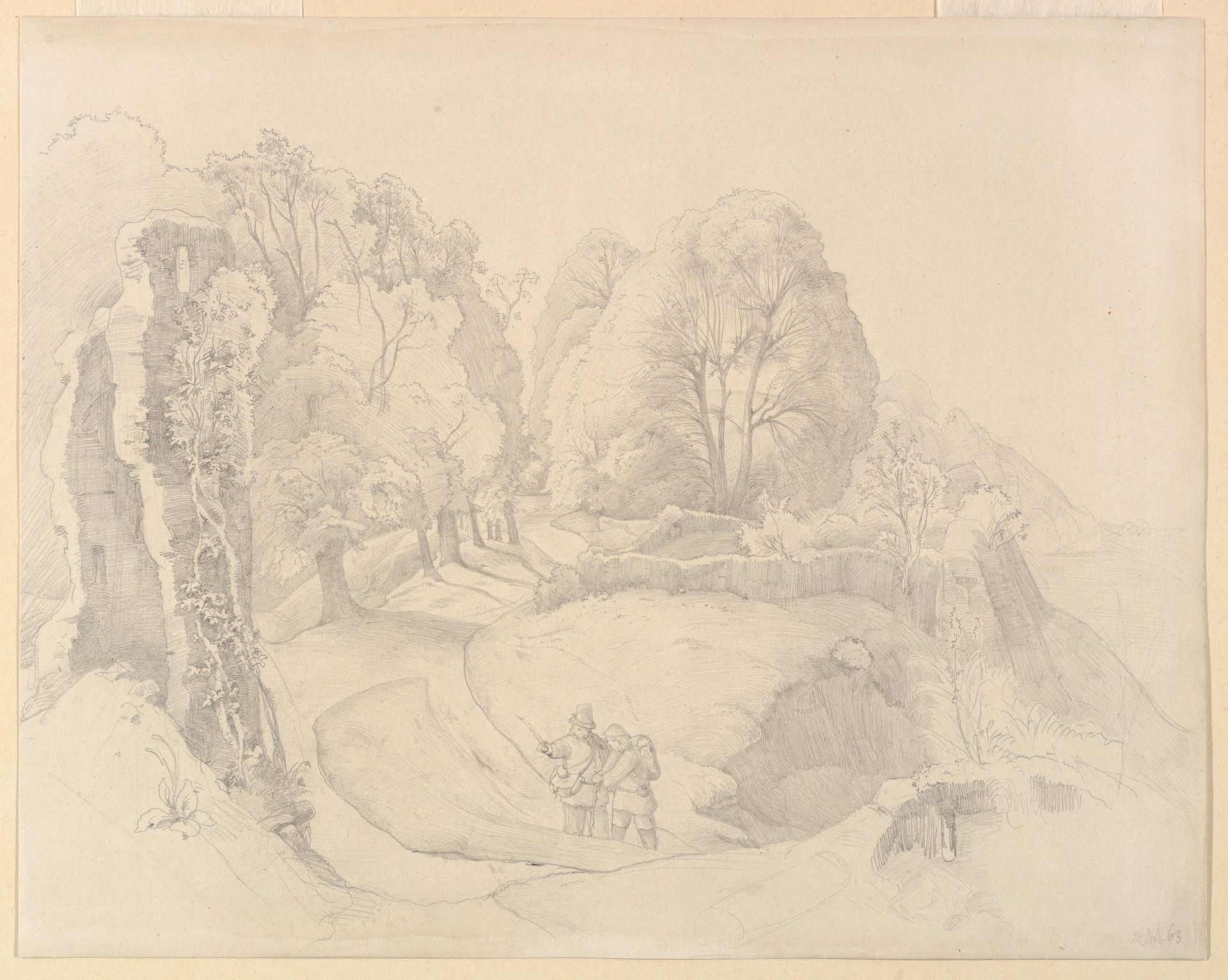 Wayfarers Near a Ruin in a Hilly Landscape by Victor Paul Mohn