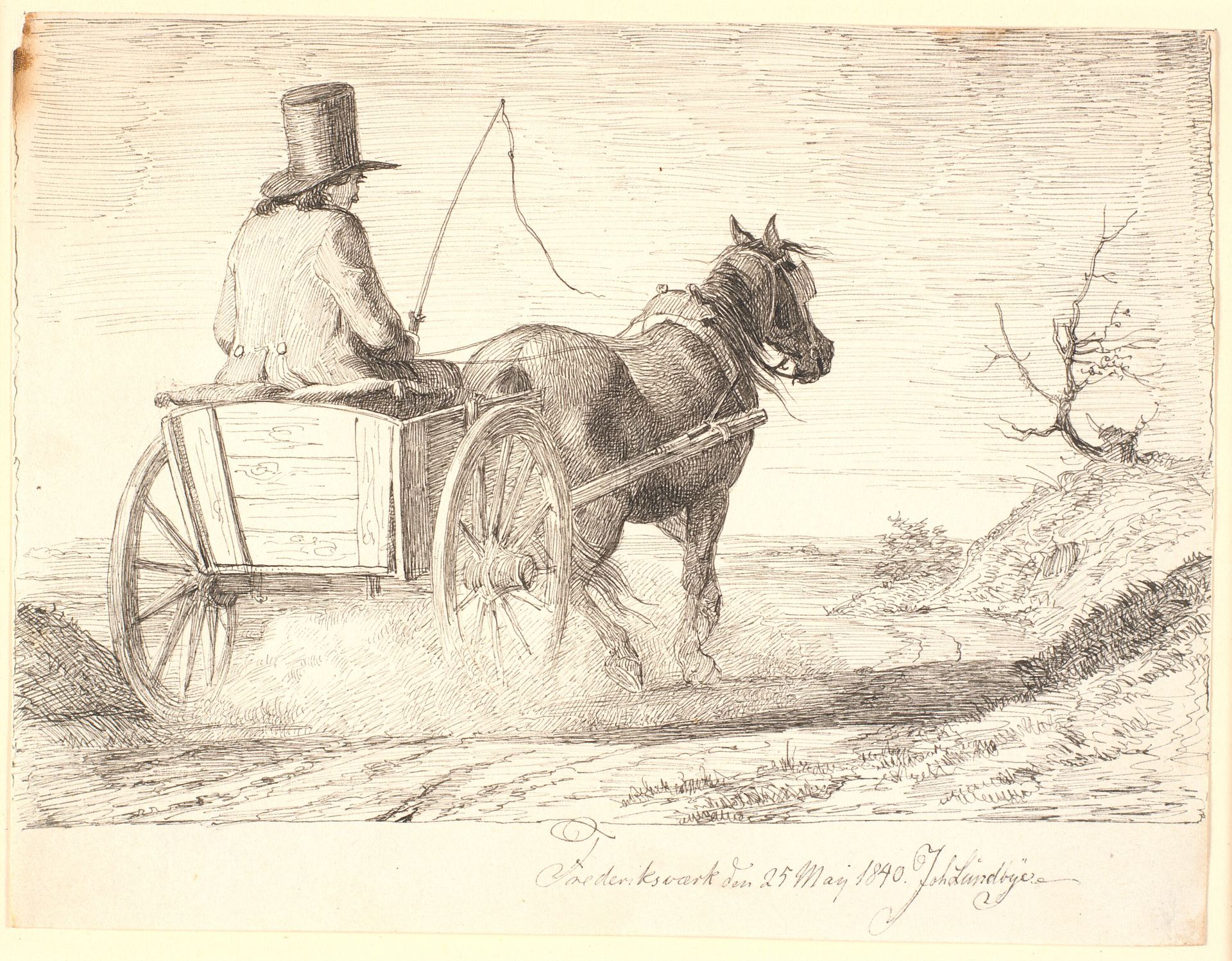 Bondemand kørende i en kærre by Johan Thomas Lundbye