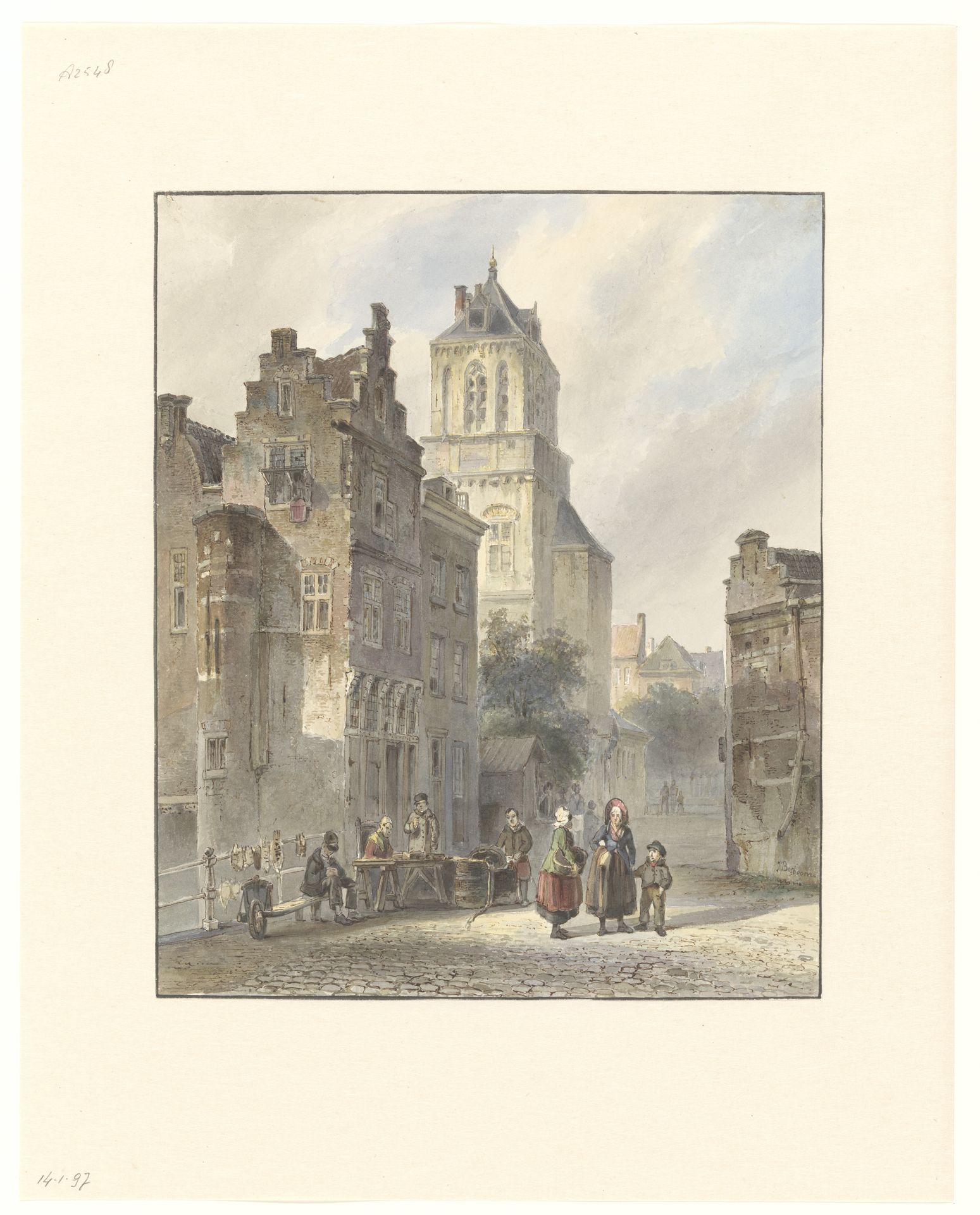 Gezicht op het stadhuis van Delft by Johannes Bosboom