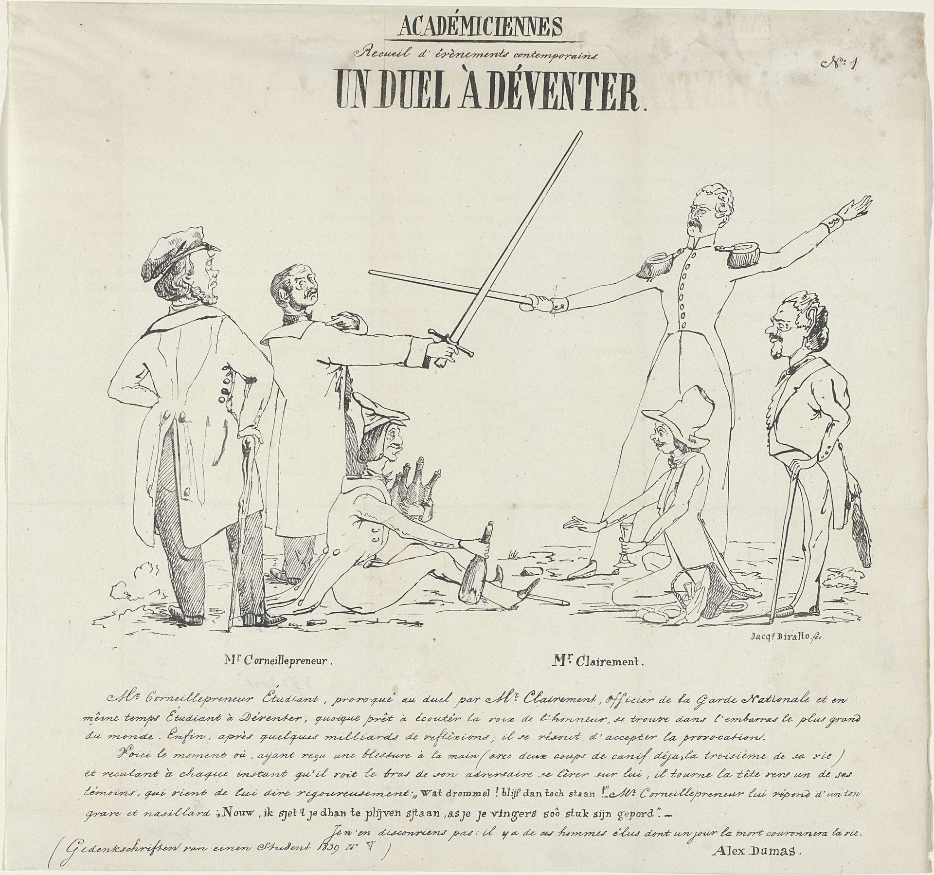 Duel tussen twee studenten van Deventer, 1839 by Jacques Biralto