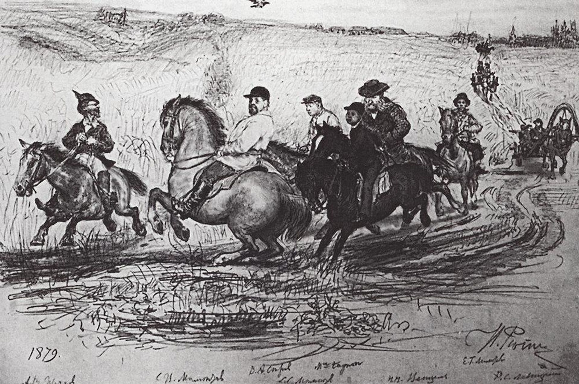 Cavalcade in Abramtzevo by Ilya Repin