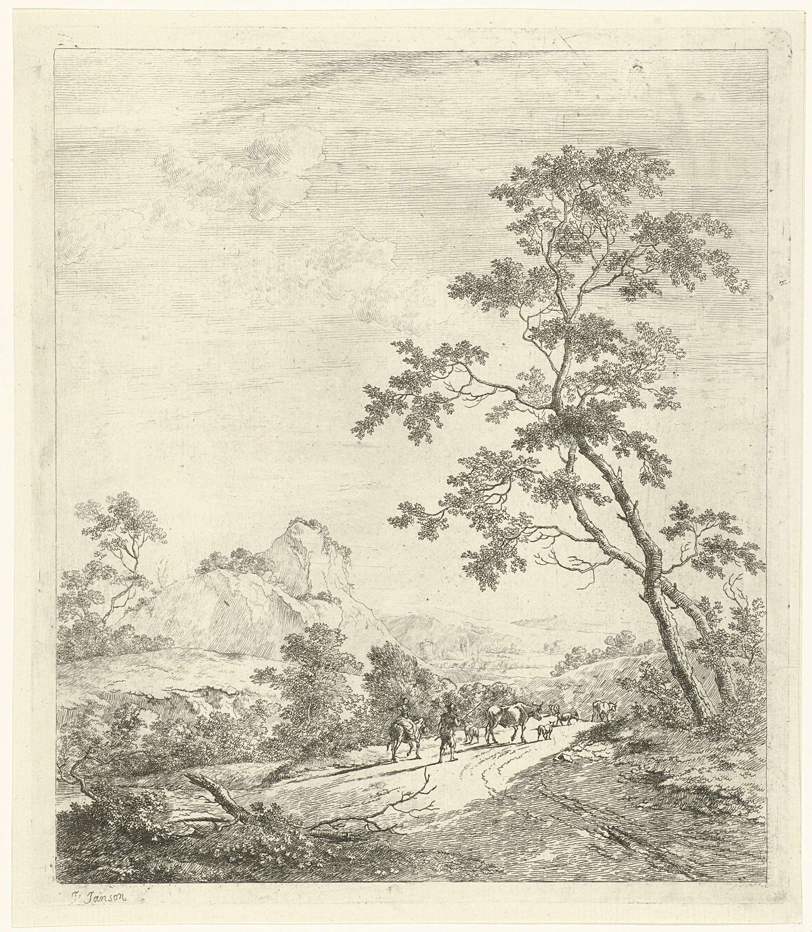Bergachtig landschap met herder en herderin by Johannes Janson