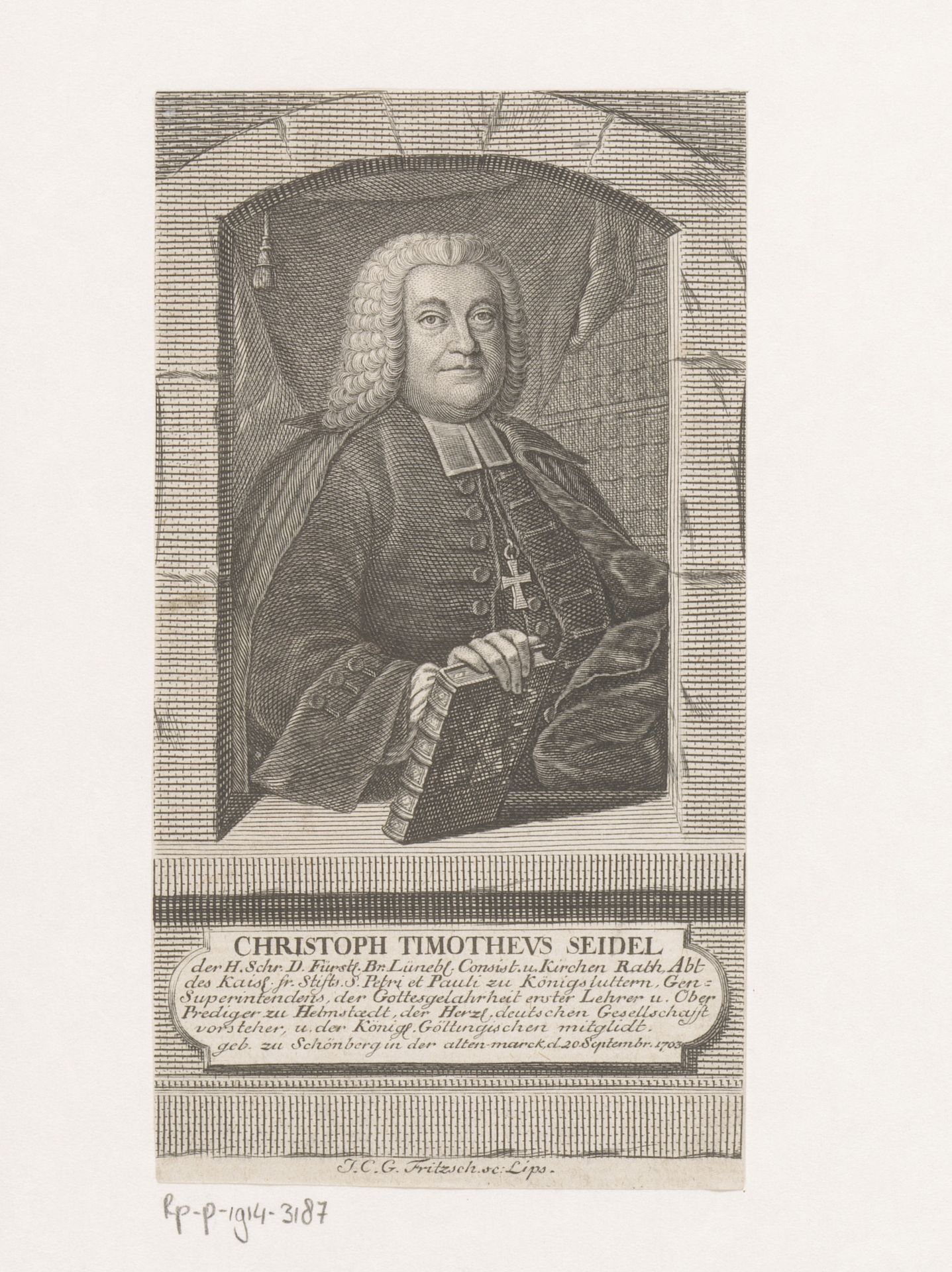 Portret van Christoph Timotheus Seidel by Johann Christian Gottfried Fritzsch