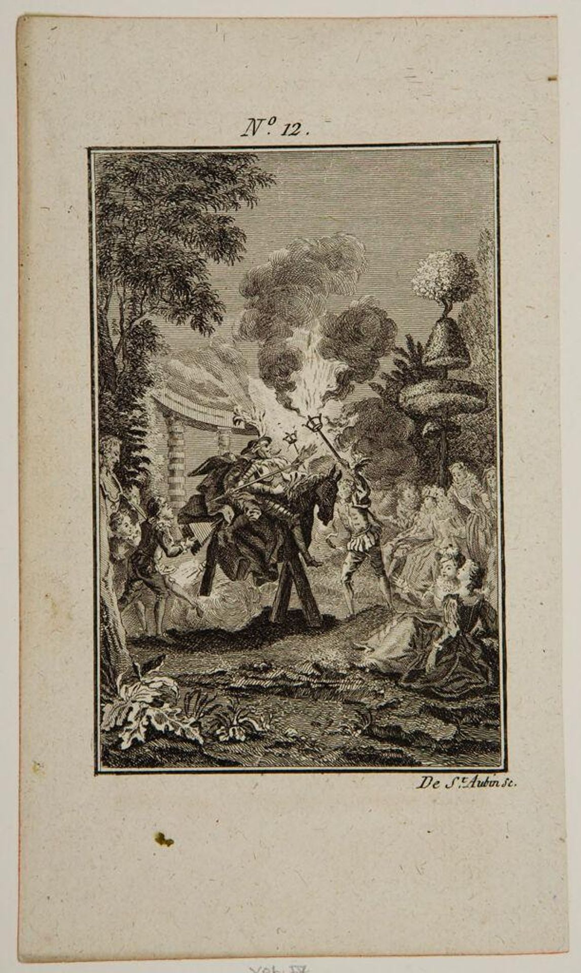 Don Quixote and Sancho mounted on ClavileÃ±o by Augustin de Saint-Aubin