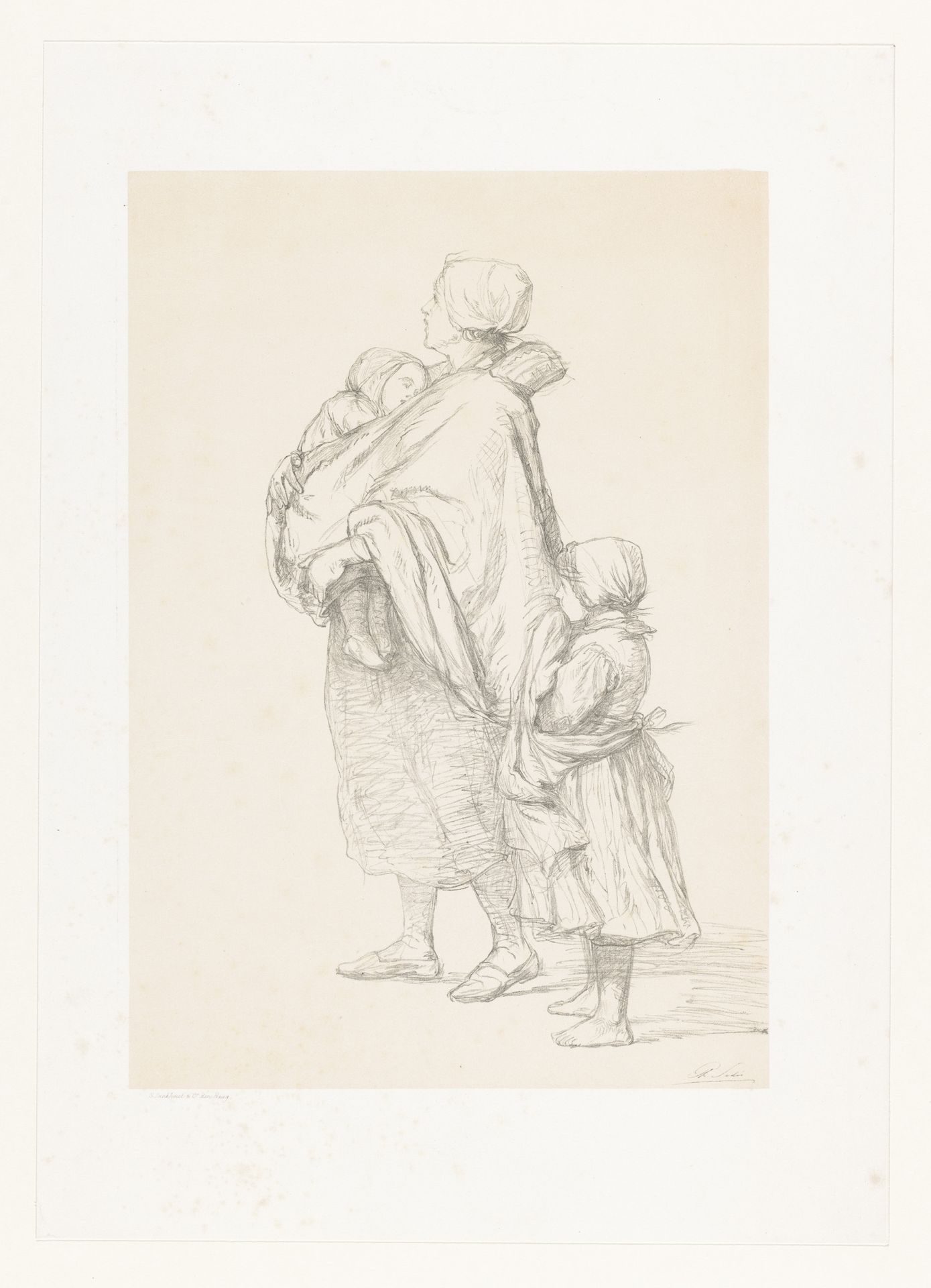 Vissersvrouw met twee kinderen by Philip Sadée