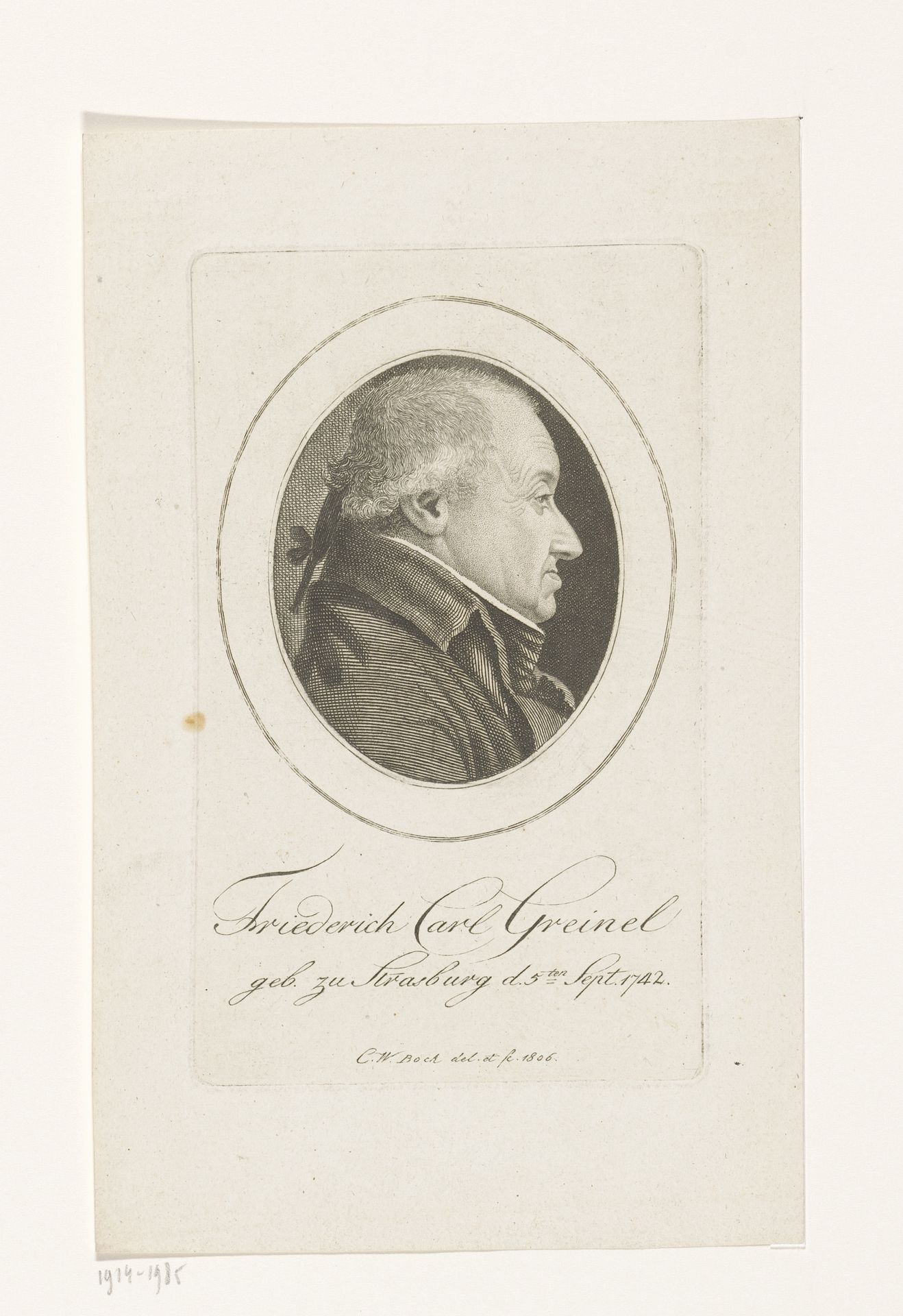 Portret van Friedrich Carl Greinel by Christoph-Wilhelm Bock