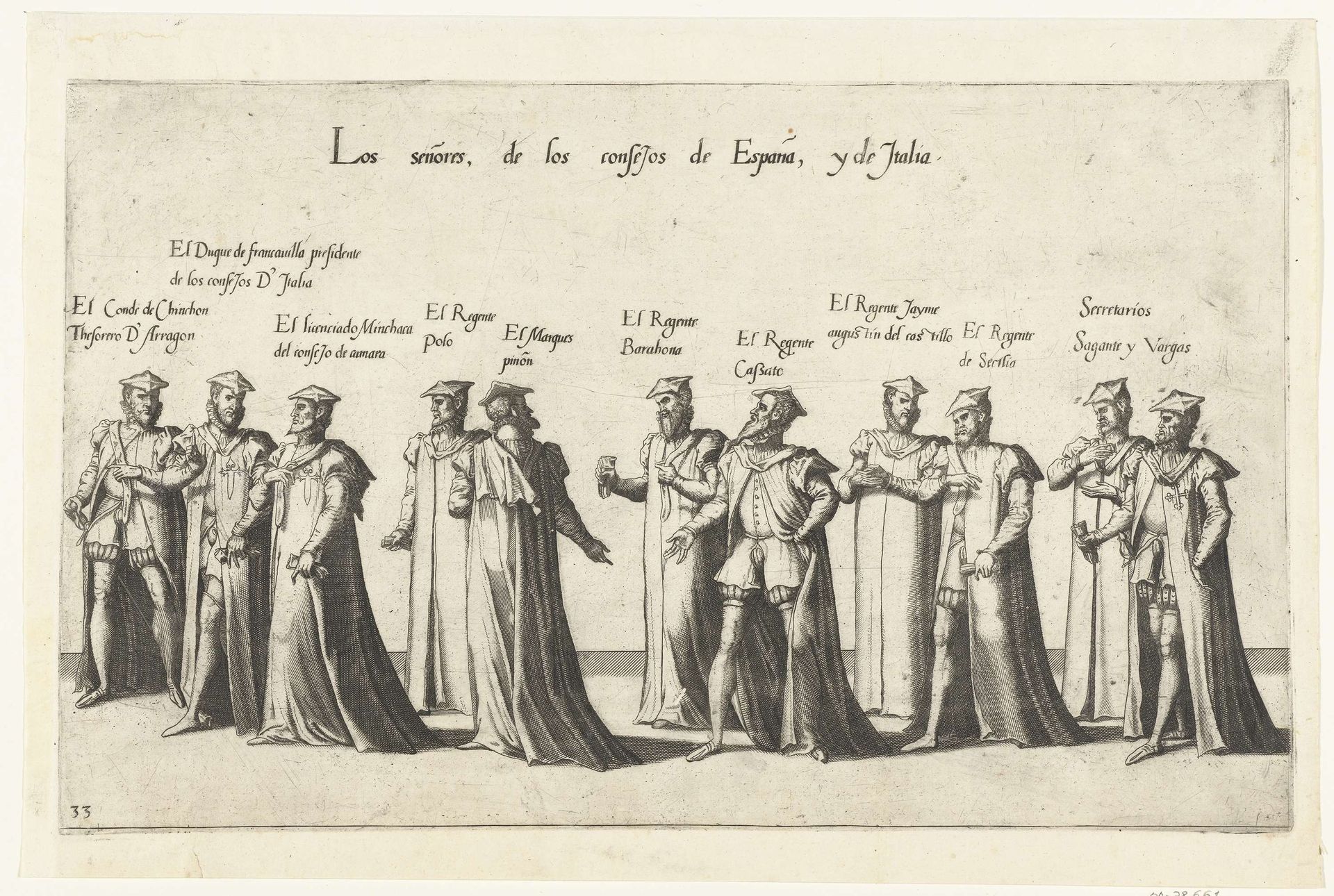 Leden van Spaanse en Italiaanse raden, nr. 33 by Joannes van (I) Doetechum