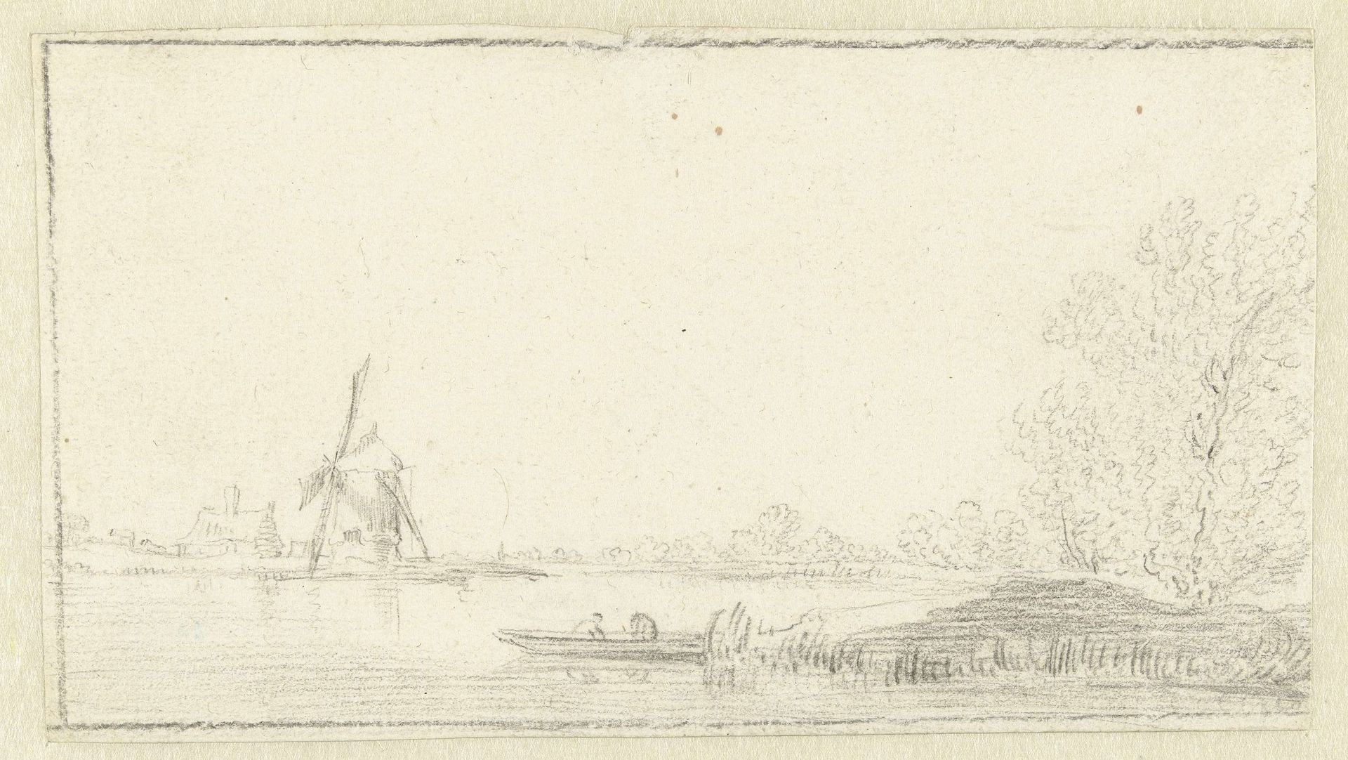 Waterrijk landschap met molen by Pieter de Molijn