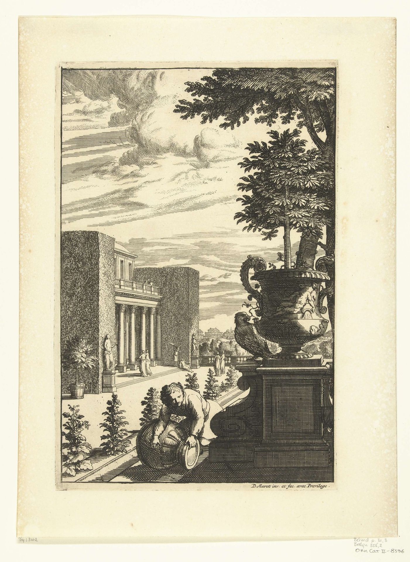 Paviljoen tussen twee hoge heggen by Daniël (I) Marot