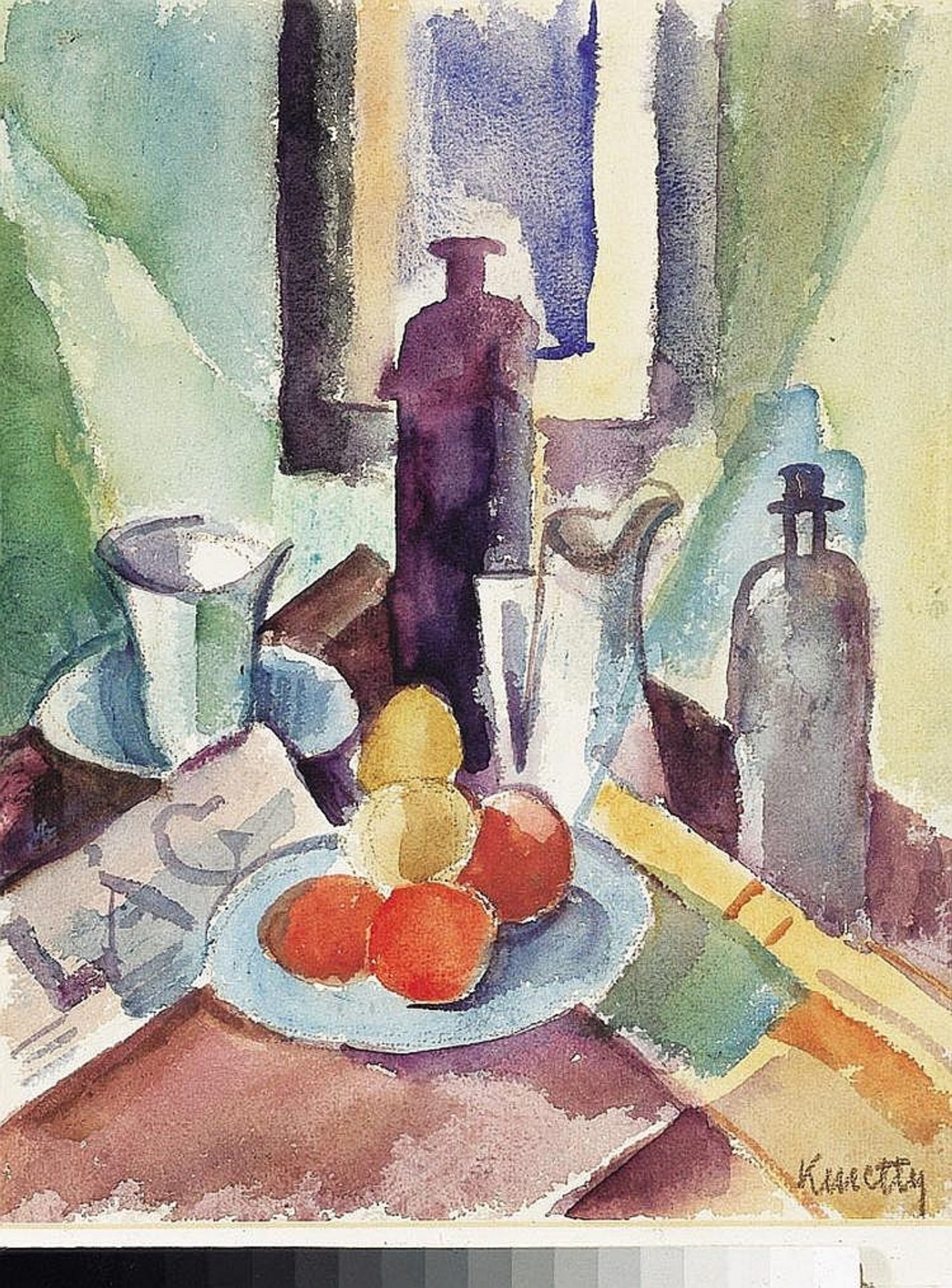 Table Still Life with Newspaper by Kmetty János