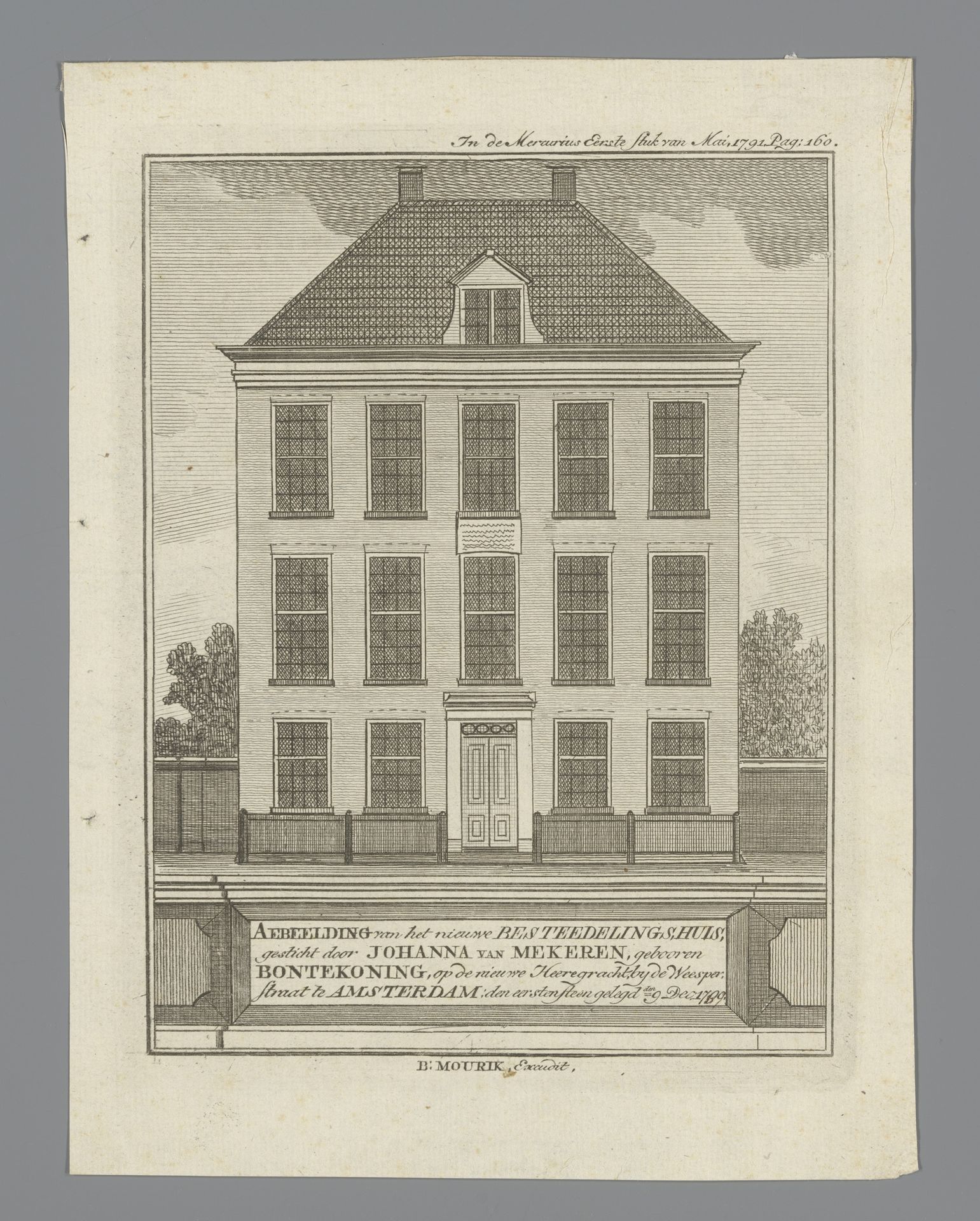 Gezicht op het Nieuwe Bestedelingenhuis van de Hervormde Diaconie aan de Nieuwe Herengracht te Amsterdam by Anonymous