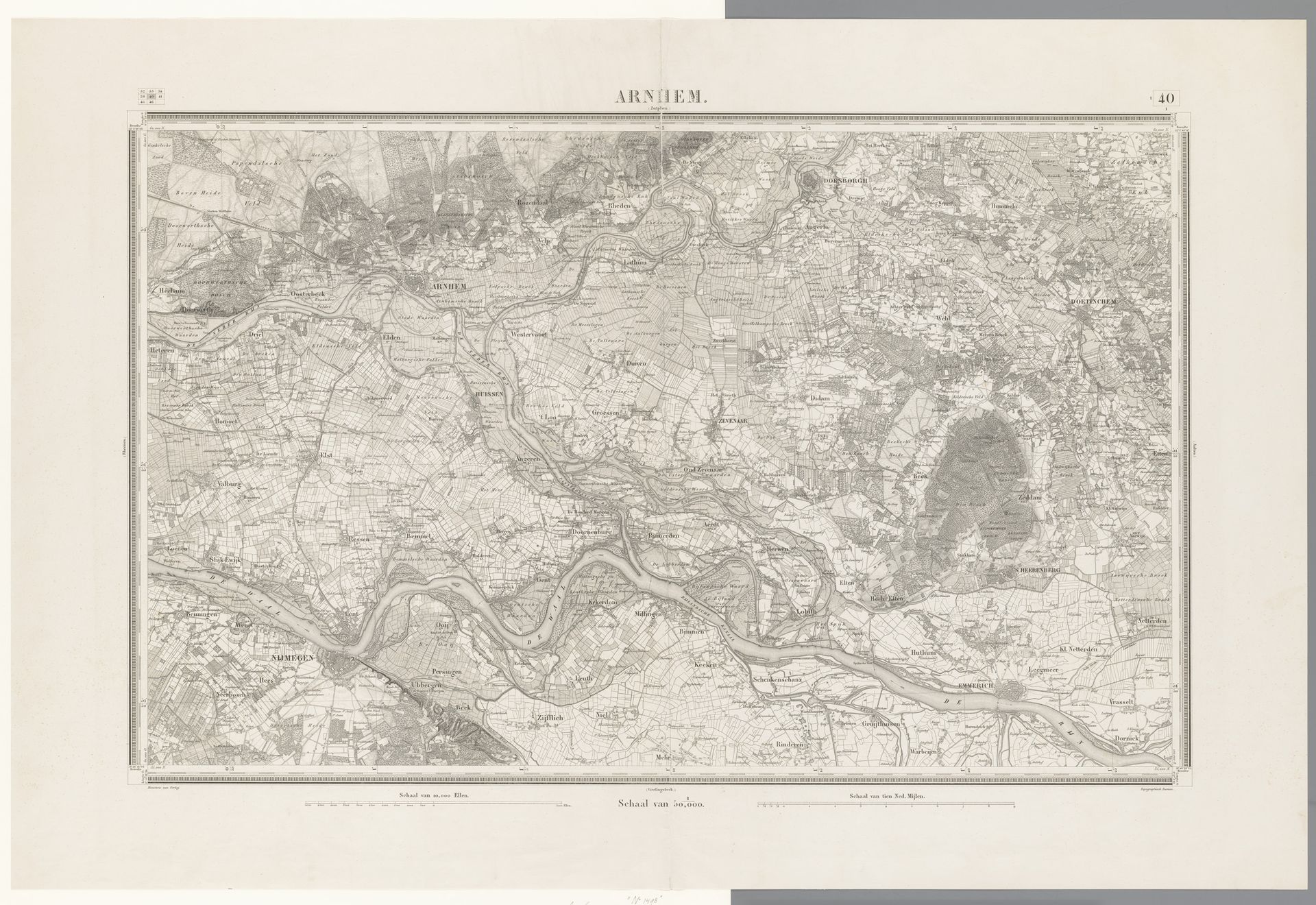 Kaart van de omgeving van Arnhem by Anonymous