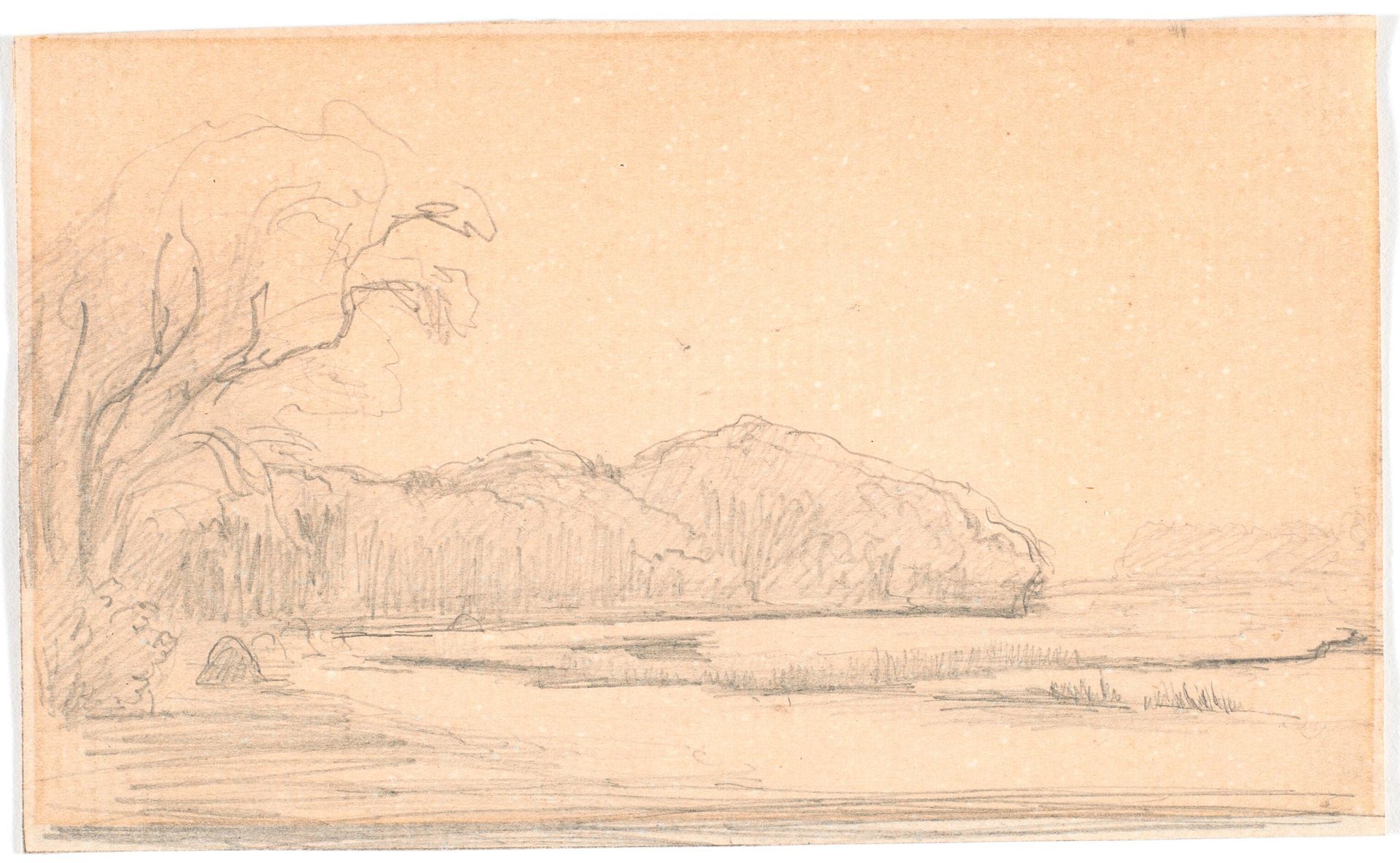 Landskab ved skovkranset sø by Theodor Philipsen