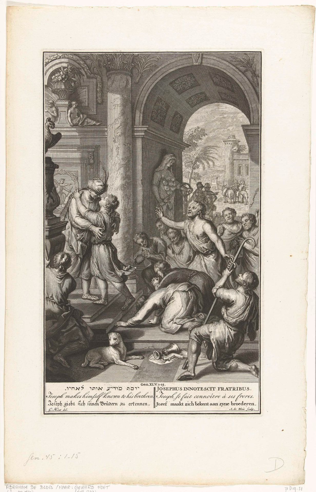 Jozef maakt zich bekend aan zijn broers by Abraham de Blois