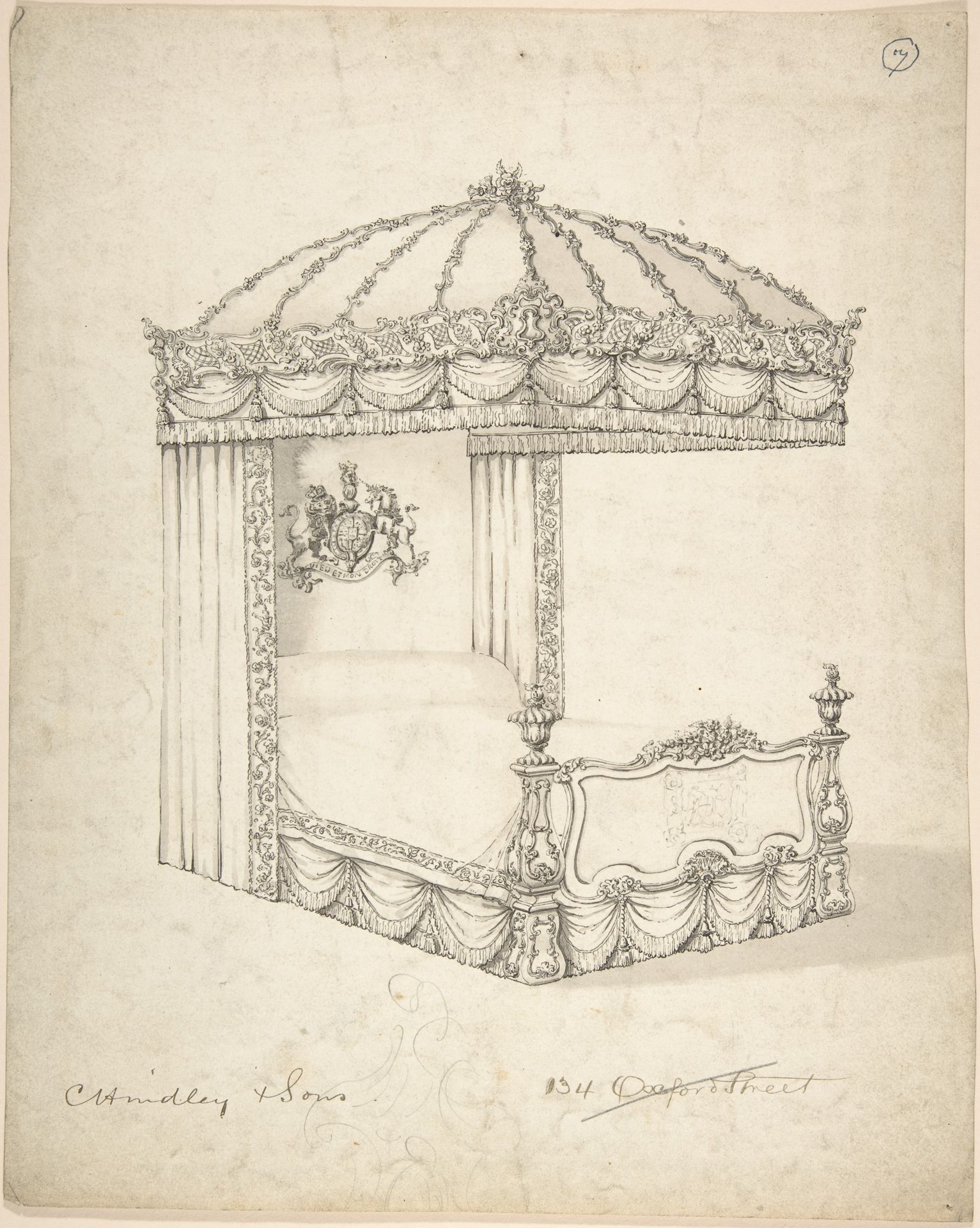 Design for Bed and Canopy by Charles Hindley and Sons