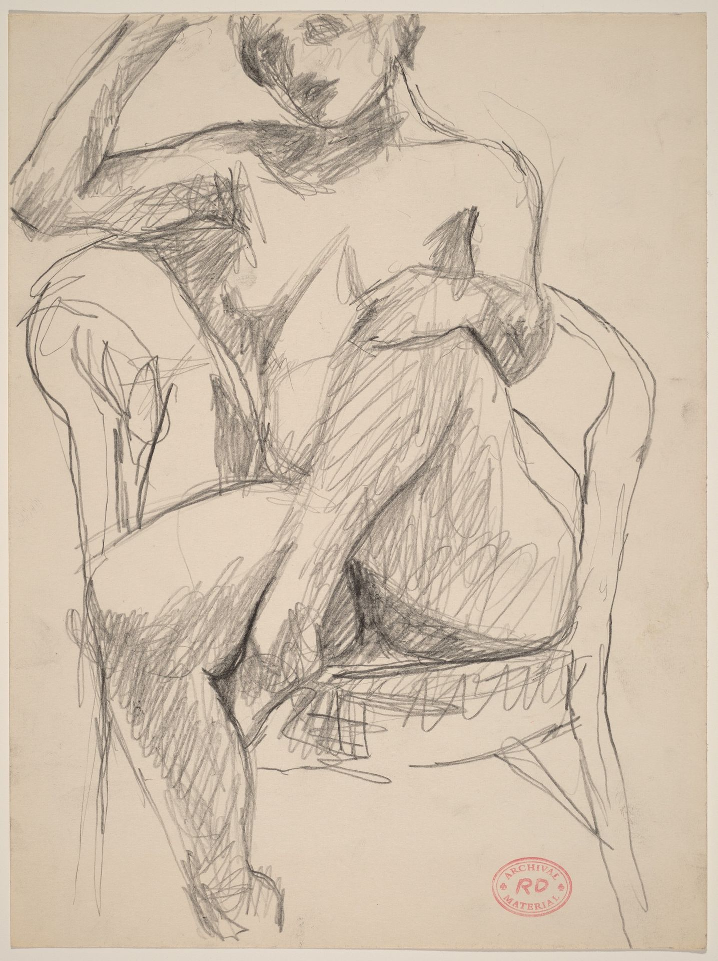 Untitled [nude seated with her left foot in chair seat] by Richard Diebenkorn