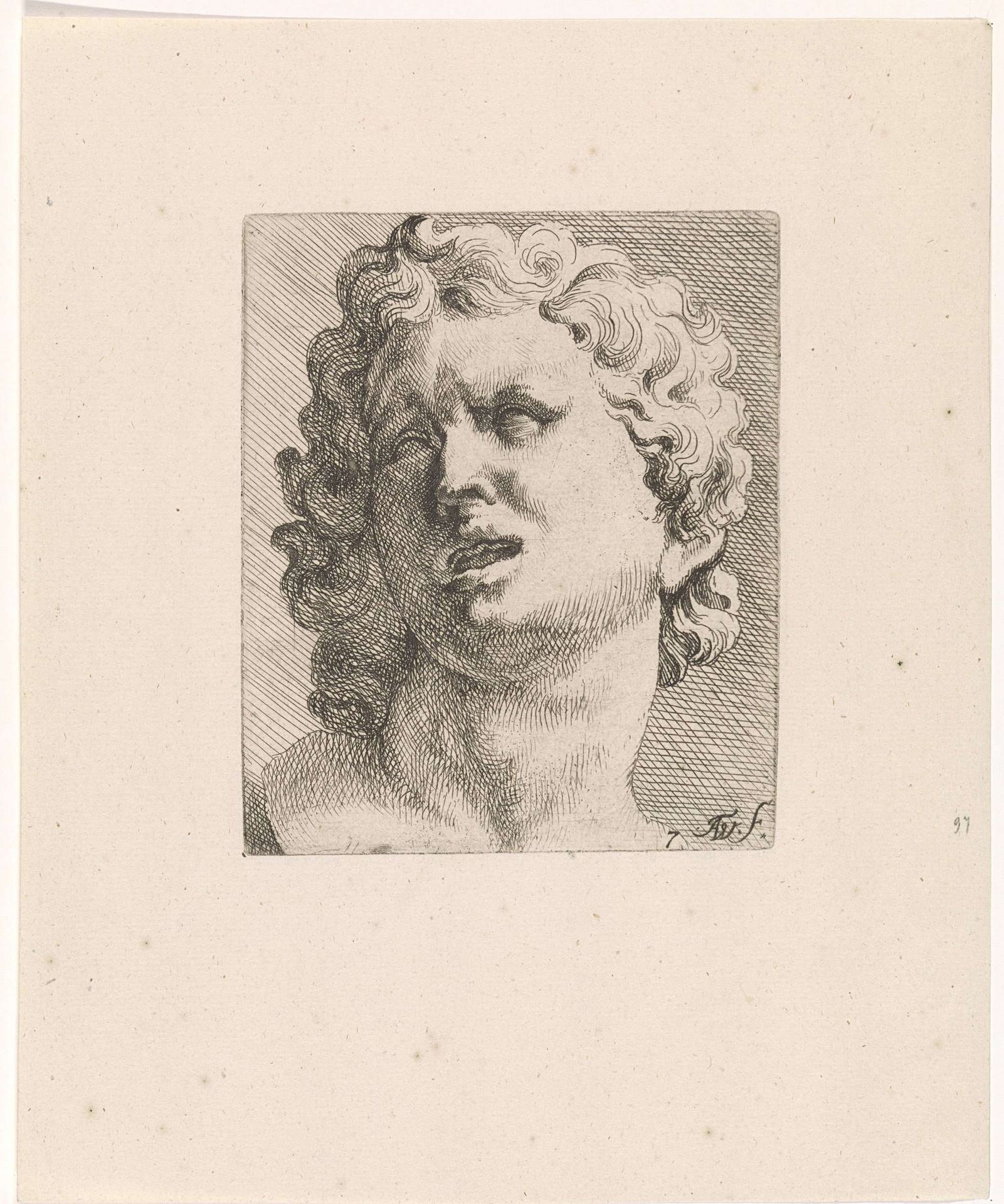 Hoofd van een van de zonen van Laocoön, vooraanzicht by Augustinus (I) Terwesten