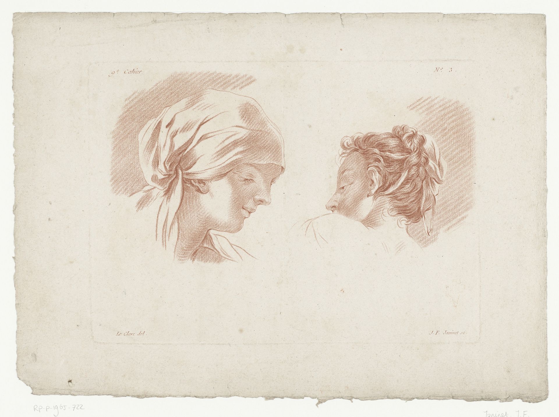 Twee vrouwenhoofden by Jean François Janinet