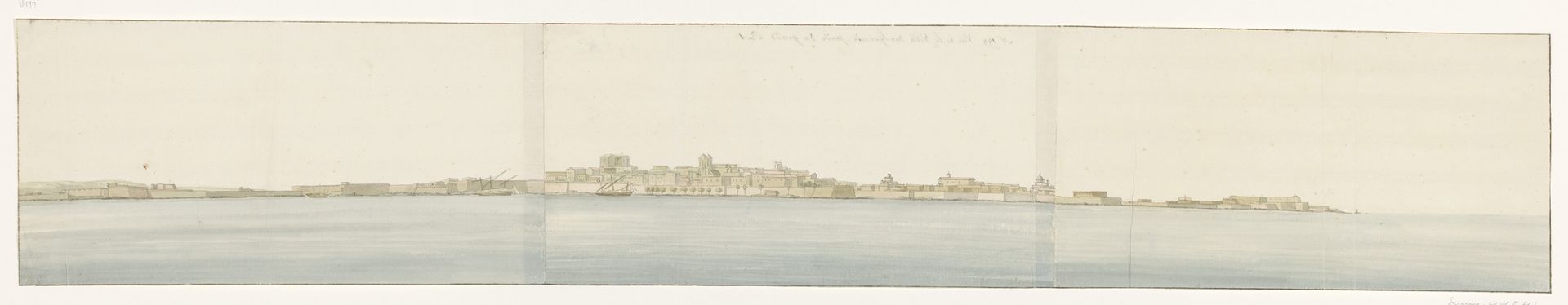 Gezicht op Syracuse vanaf de grote haven by Louis Ducros