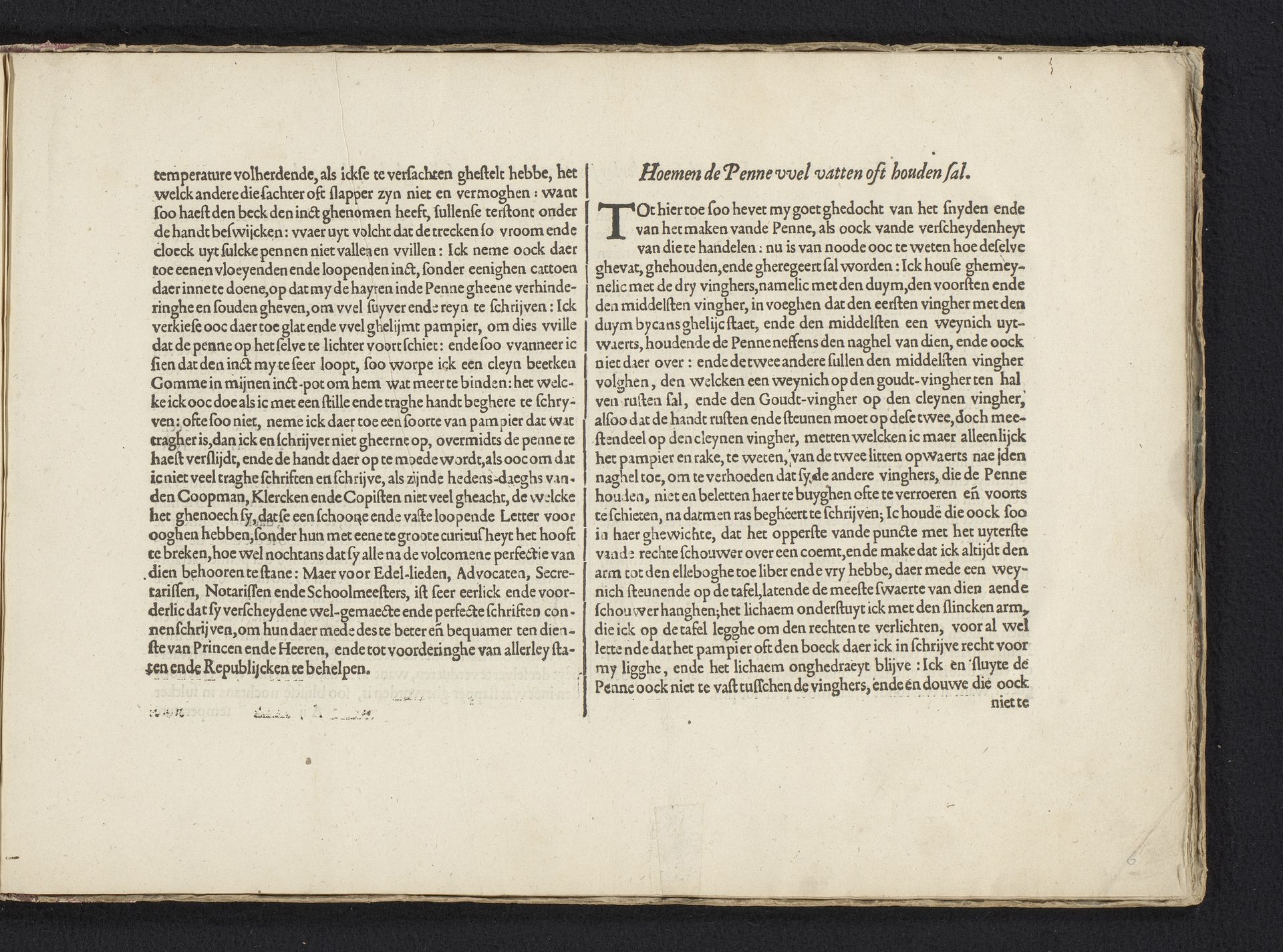 Gebruik van drie soorten rietpennen (vervolg) en een instructie hoe de rietpen vastgehouden moet worden by Jan van de Velde I
