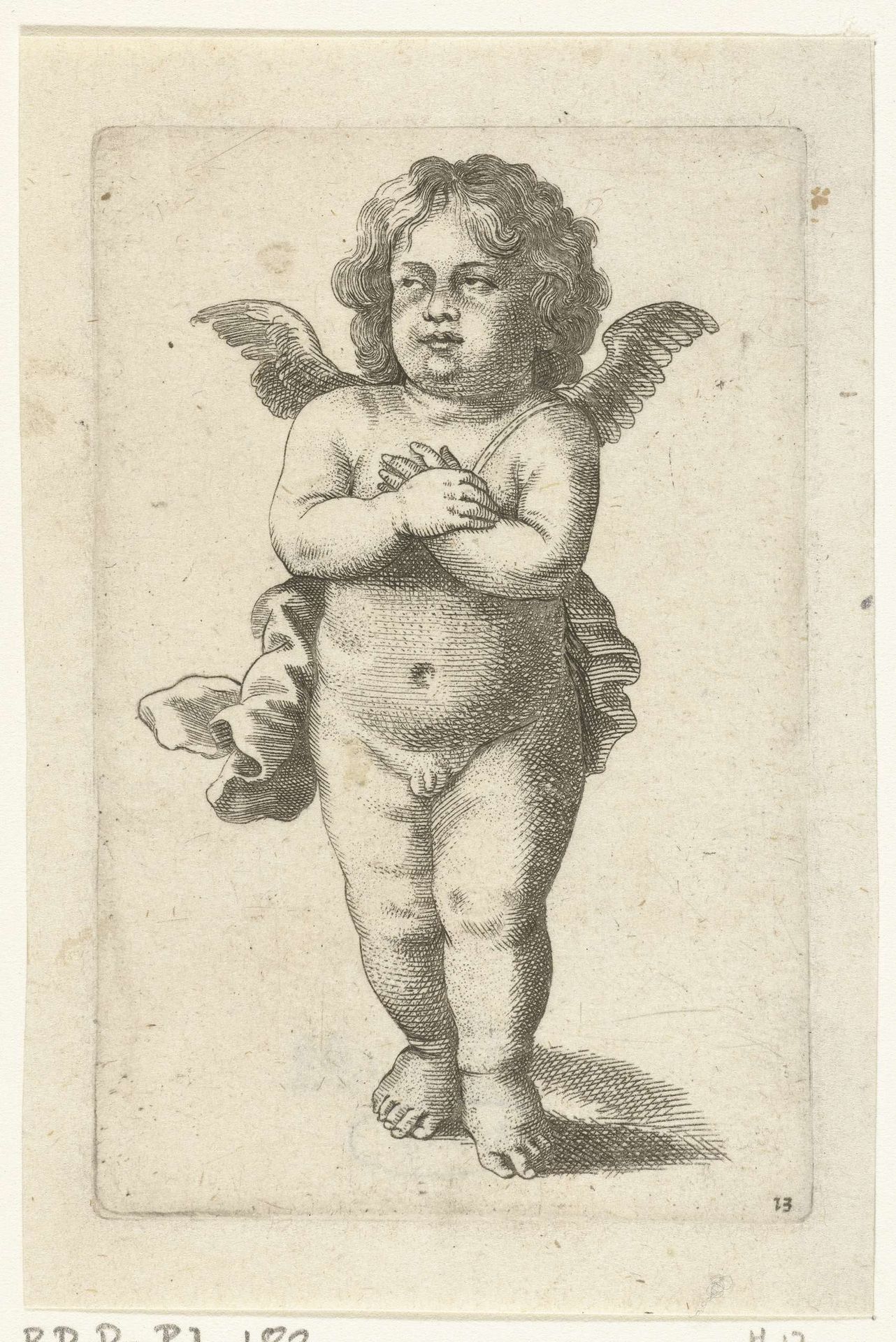 Staand engeltje met gekruiste armen by Pieter van Avont