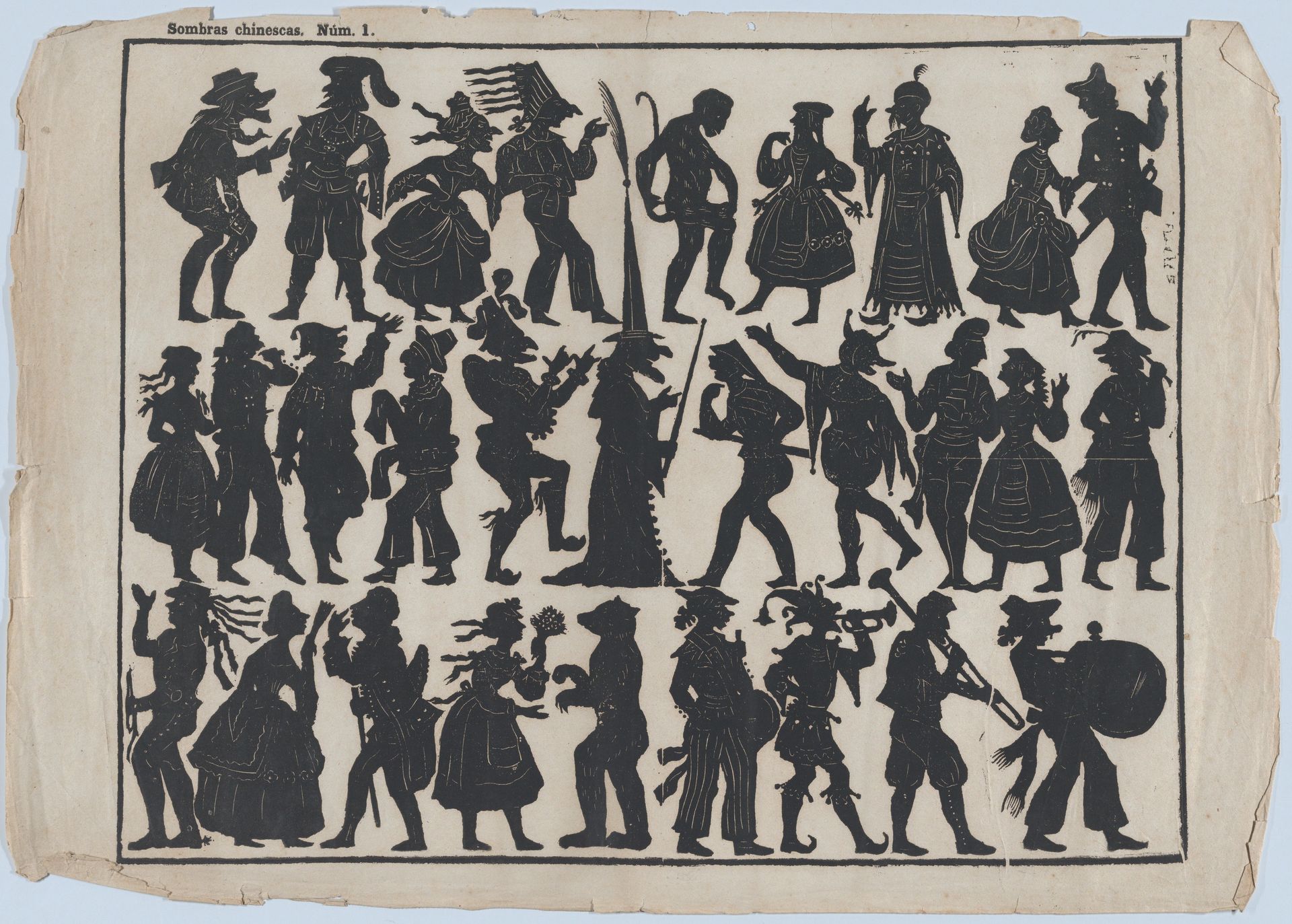 Sheet 1 of figures for Chinese shadow puppets by Juan Llorens