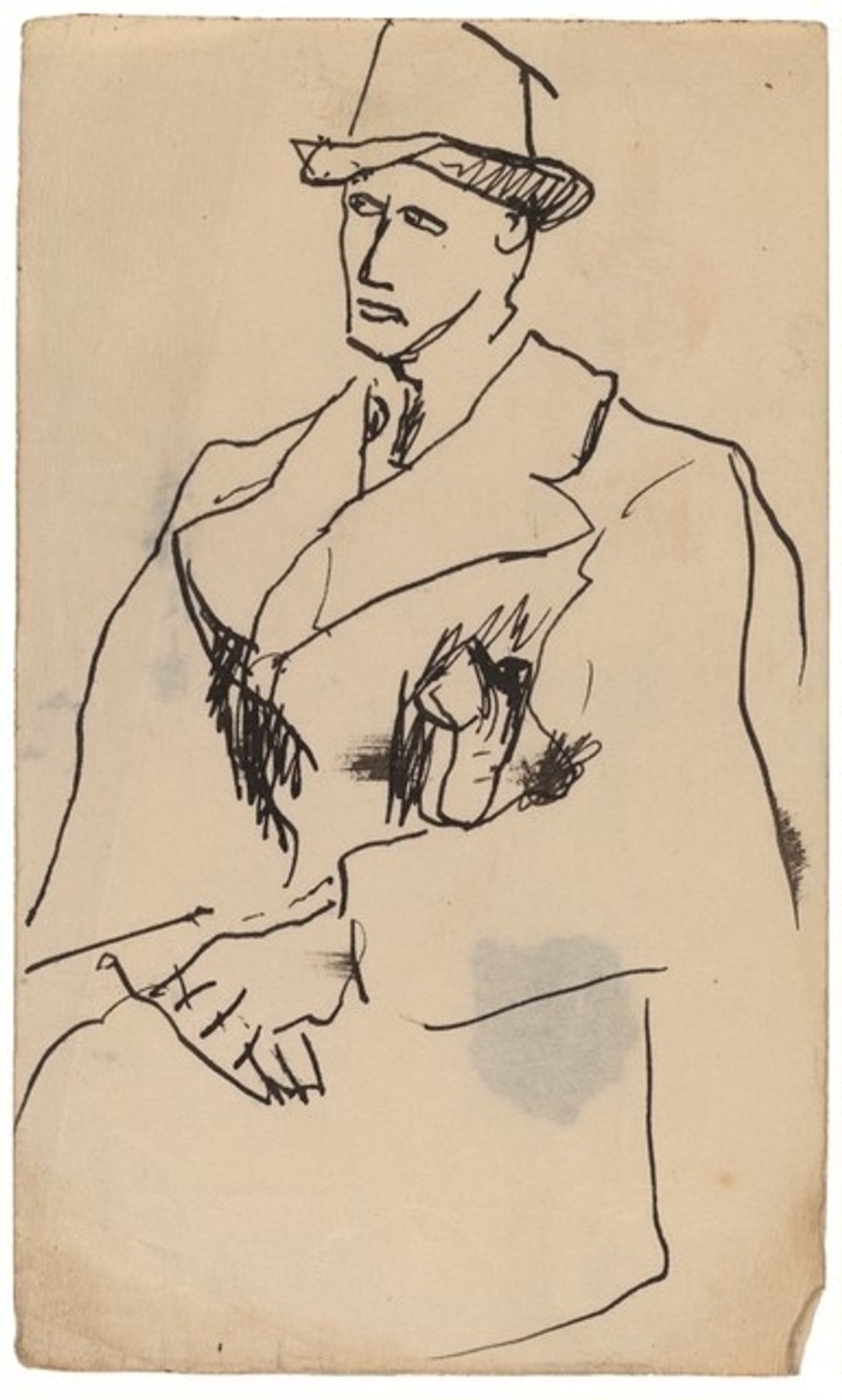 Three-quarters View of Gentleman in Overcoat and Hat, Looking Right by Mark Rothko
