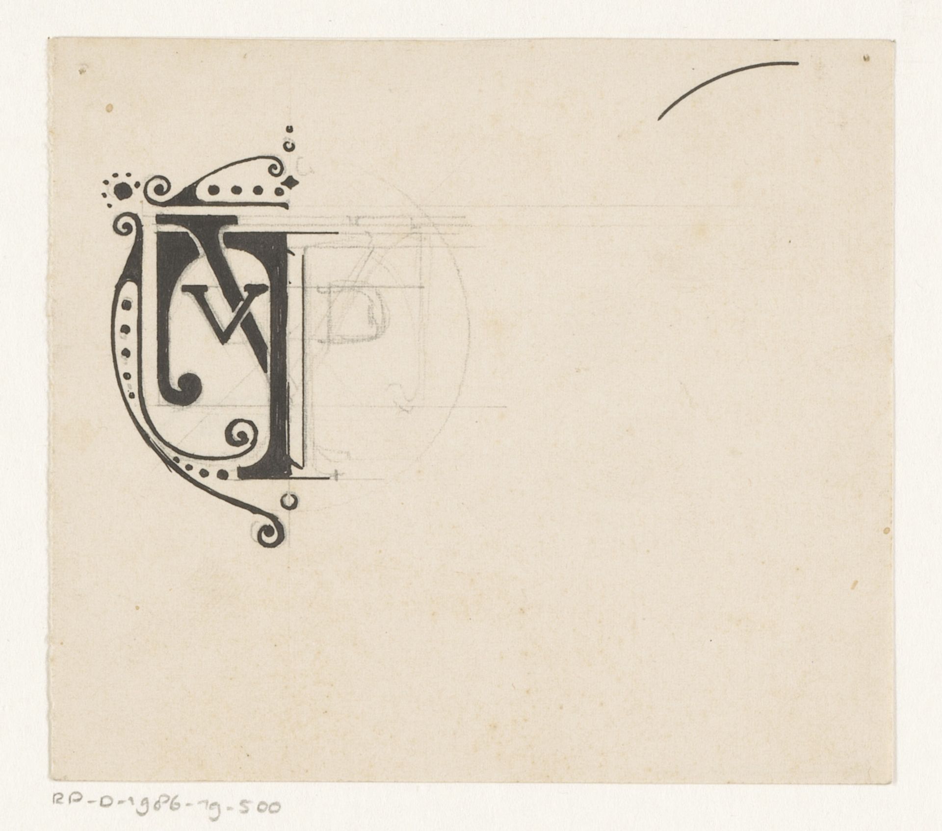 Ontwerp voor een monogram voor de Vakschool voor de Typografie by Reinier Willem Petrus de (1874-1952) Vries