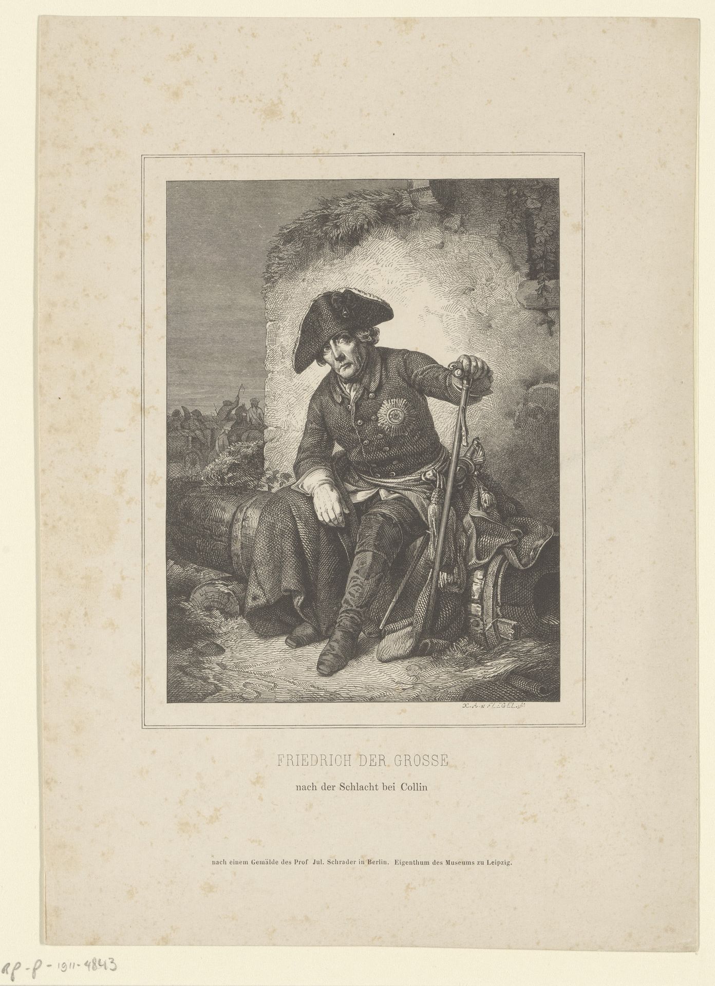 Portret van Frederik de Grote na de slag bij Kolín by Johann Gottfried Flegel