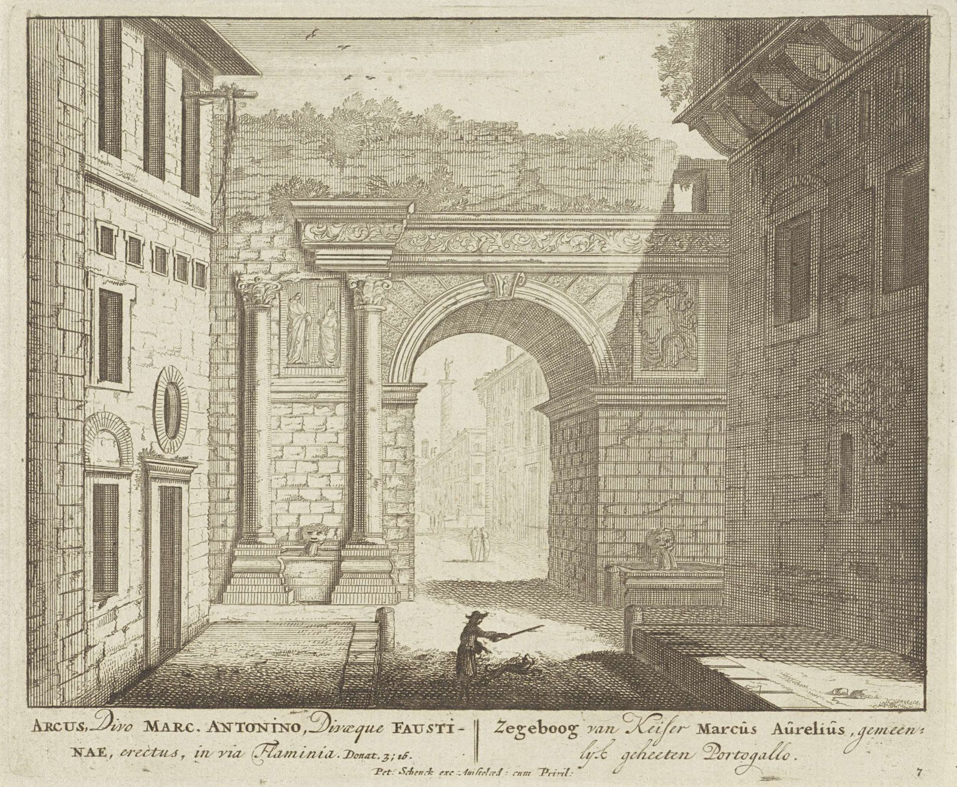 Zegenboog van keizer Marcus Aurelius in ruineuze staat by Anonymous
