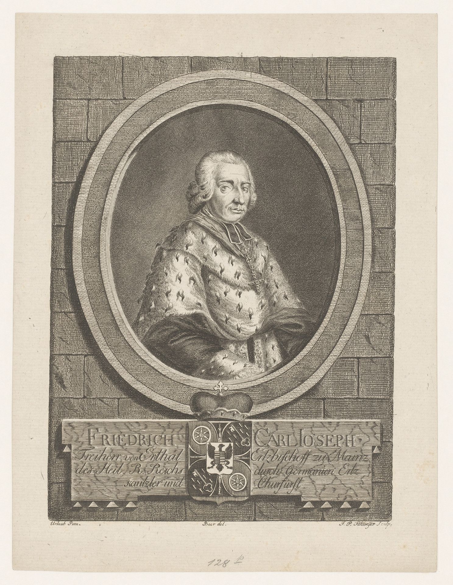 Portret van Friedrich Karl Joseph, Reichsfreiherr von Erthal by Jeremias Paul Schweyer