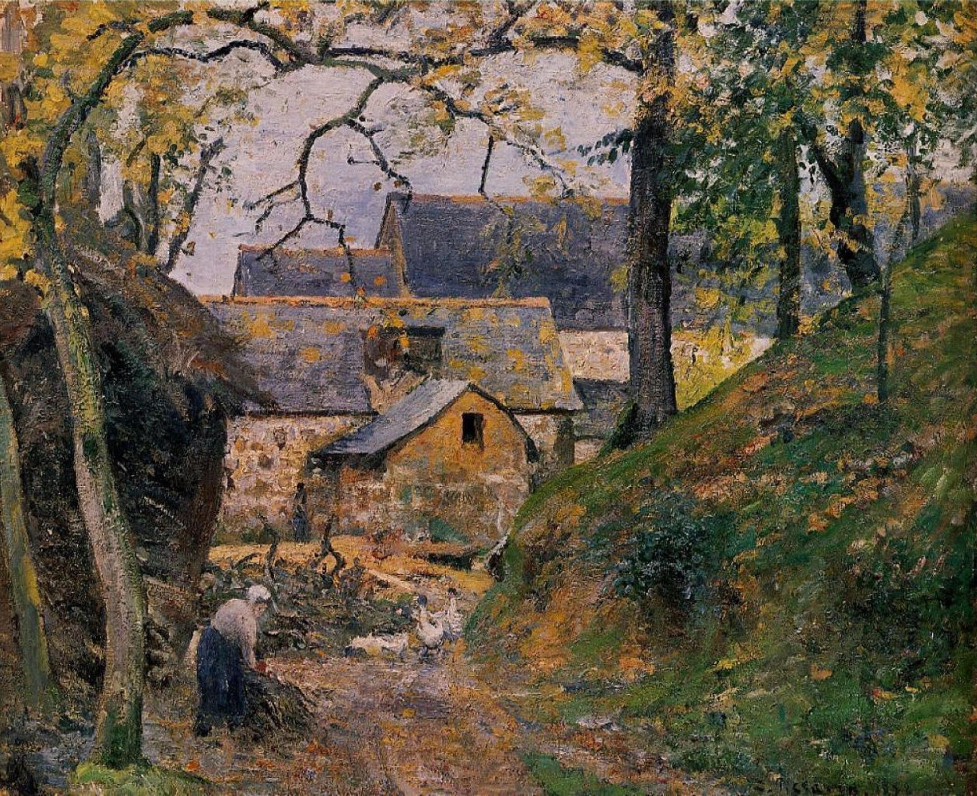 Farm at Montfoucault by Camille Pissarro