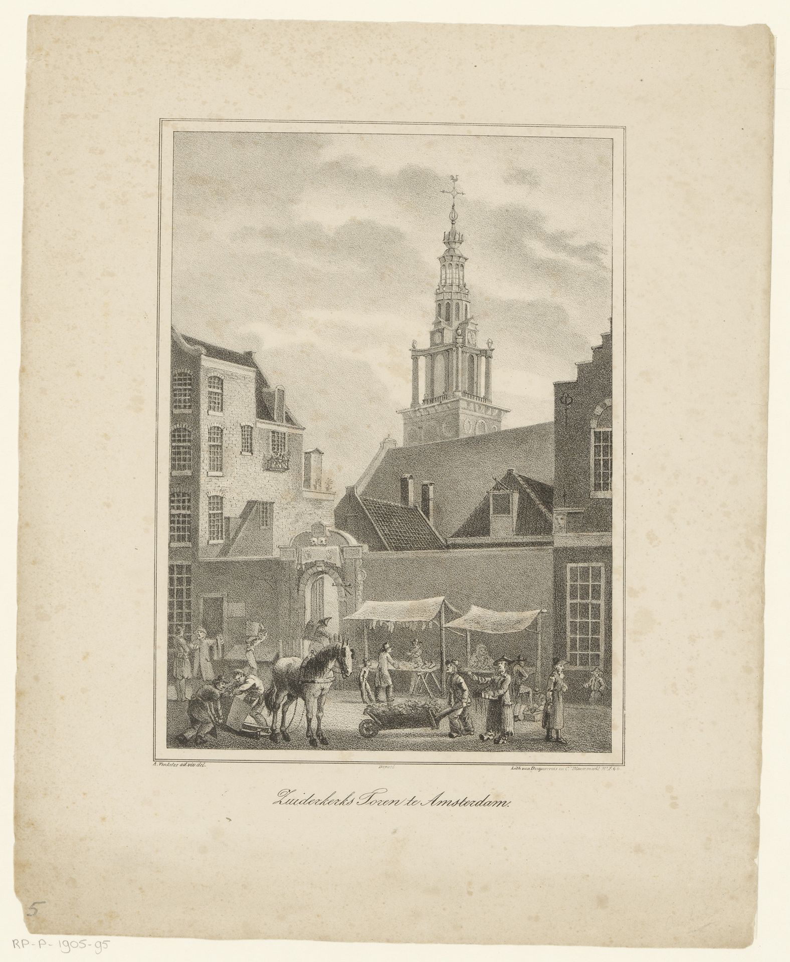 Gezicht op de Zuiderkerkstoren te Amsterdam by Anonymous