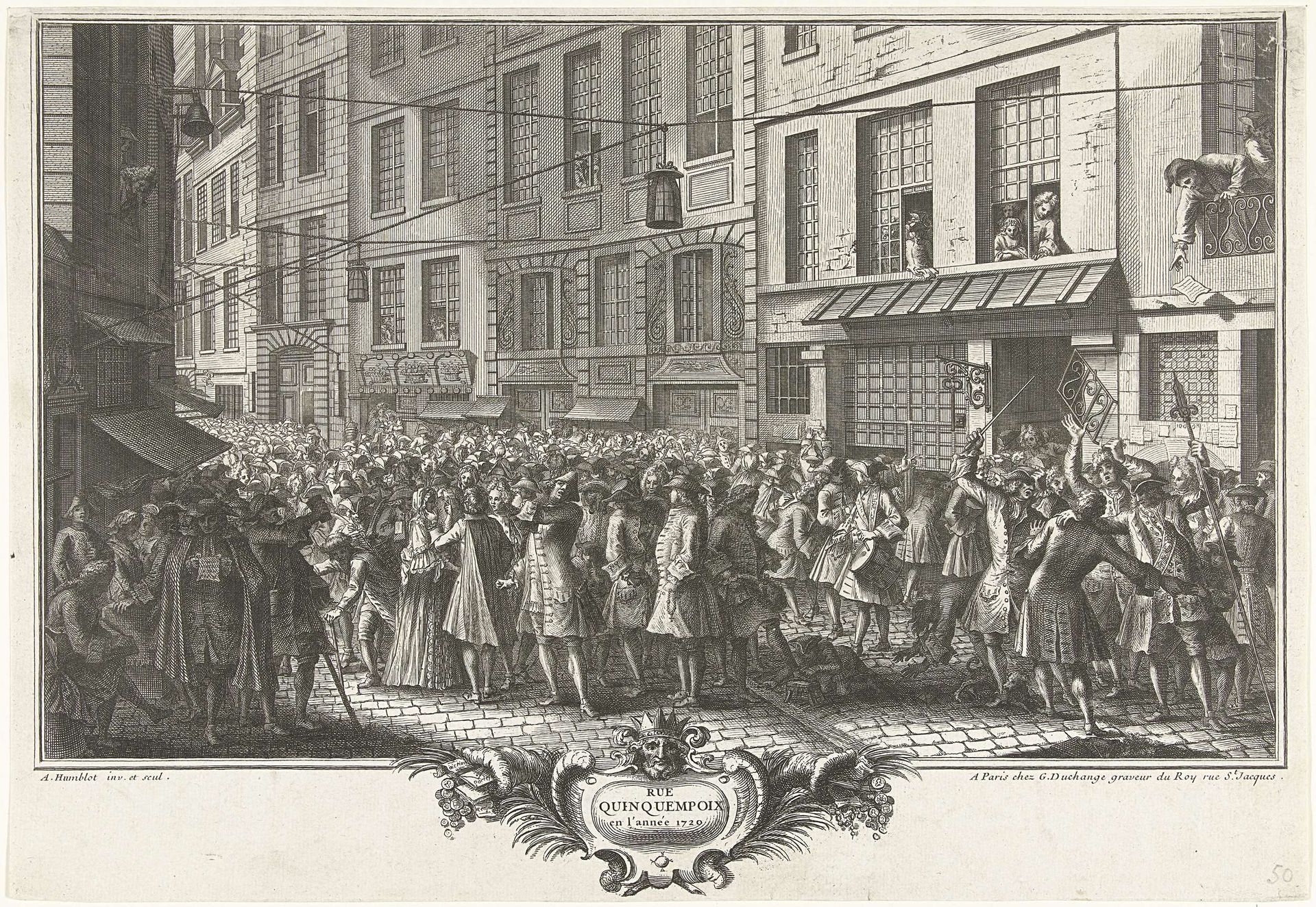 De Rue Quinquempoix, 1720 by Antoine Humblot