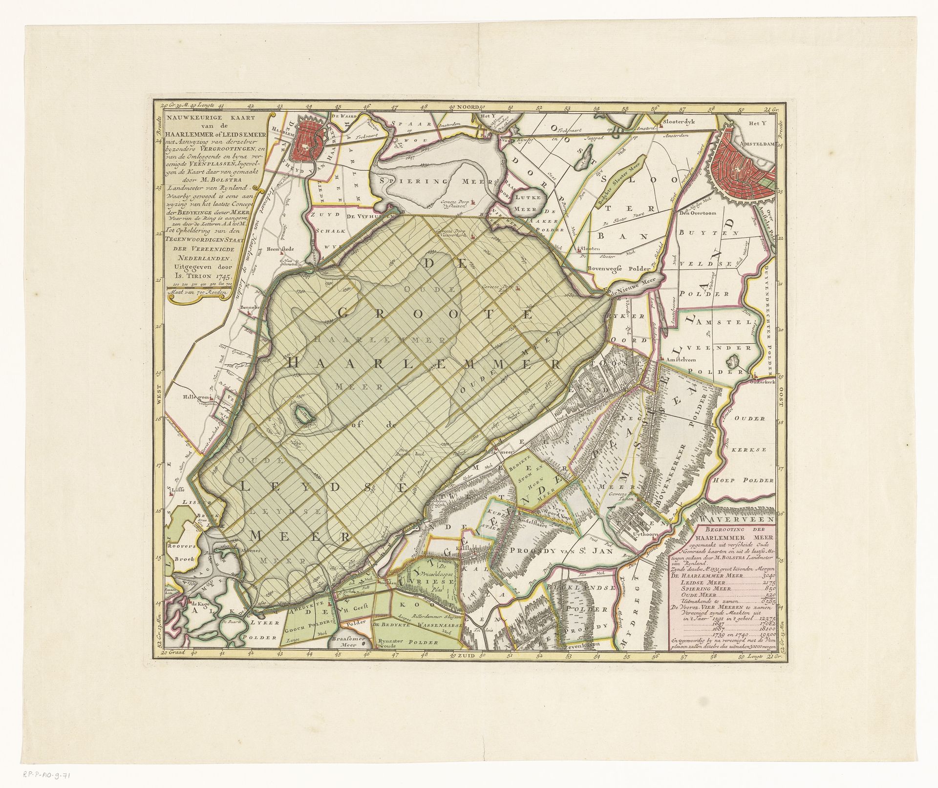 Kaart van het Haarlemmermeer en omliggende gebieden by Anonymous
