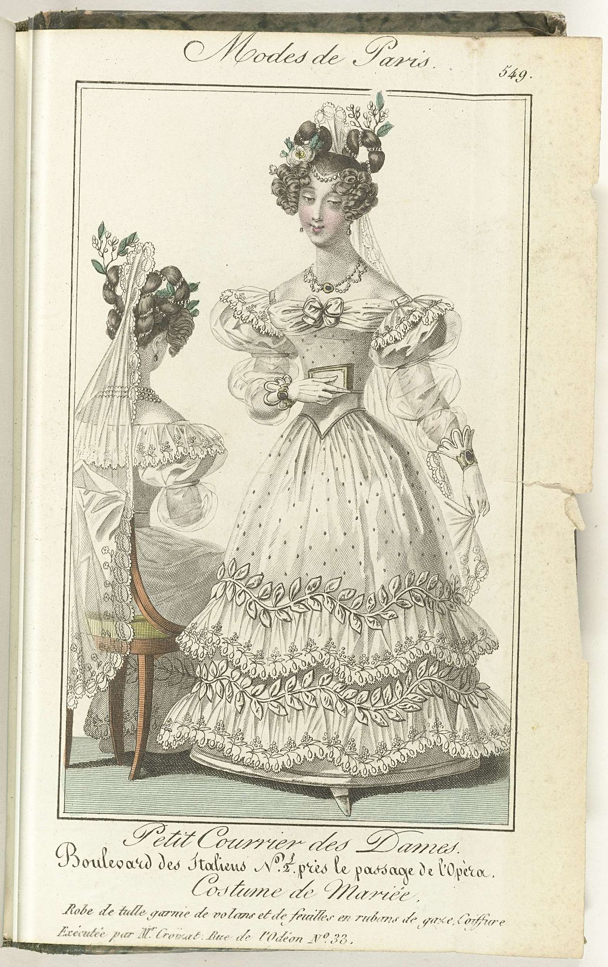 Petit Courrier des Dames, 25 avril 1828, No. 549 : Costume de Mariée... by Anonymous