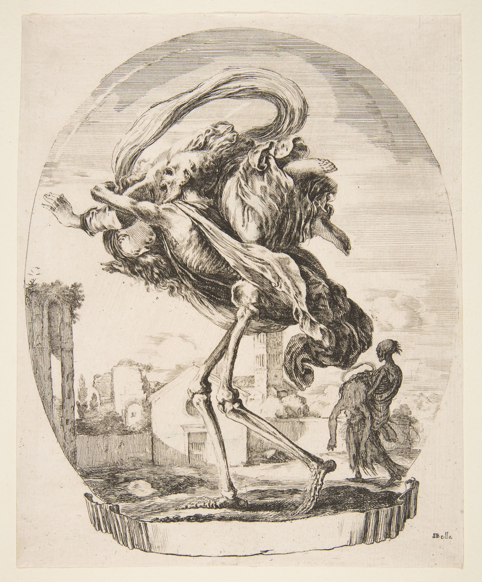 Death carrying off a woman, from 'The five deaths' (Les cinq Morts) by Stefano della Bella