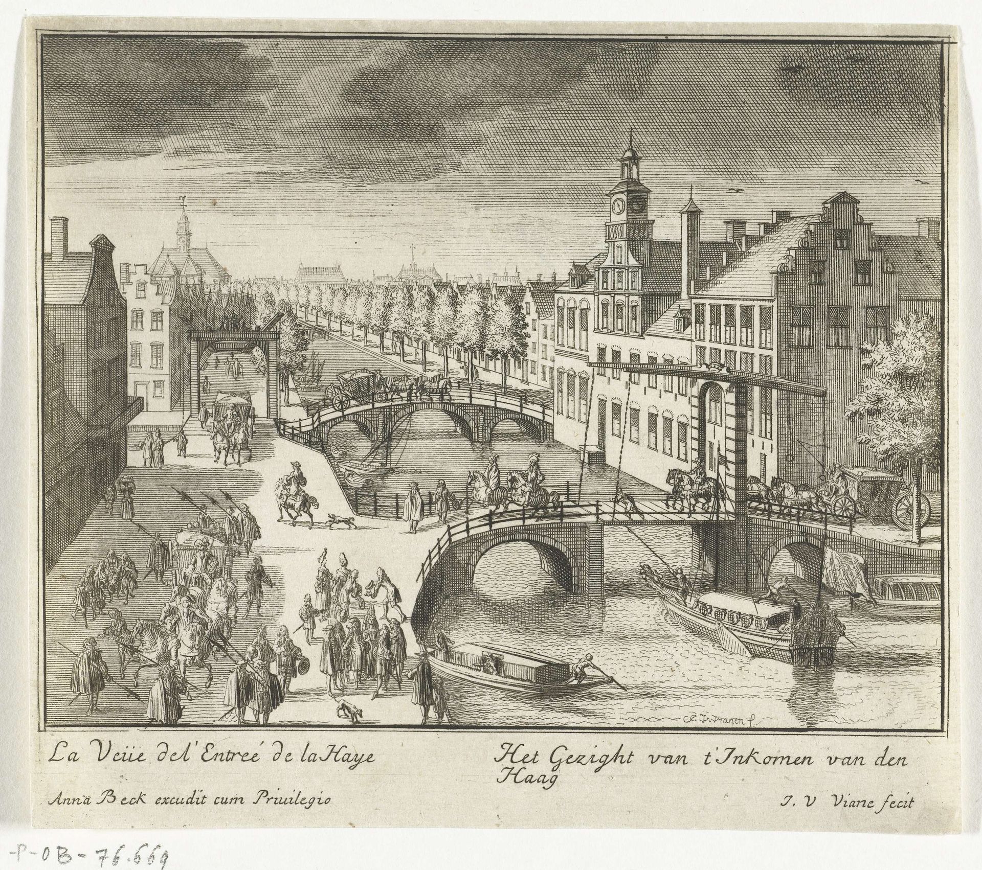 Gezicht bij het binnenkomen van Den Haag, 1697 by Jan van Vianen