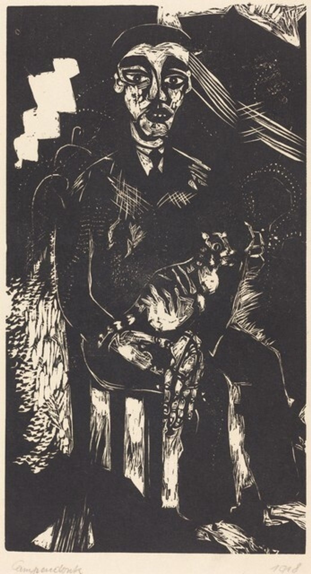 Man with a Cat on his Lap by Heinrich Campendonk