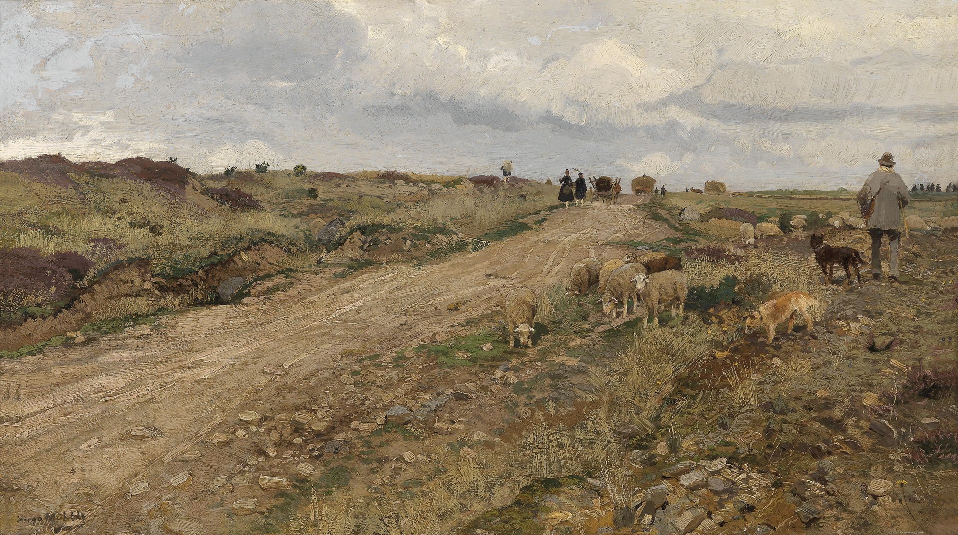 Shepherd on the way home in the Hessian landscape by Hugo Mühlig