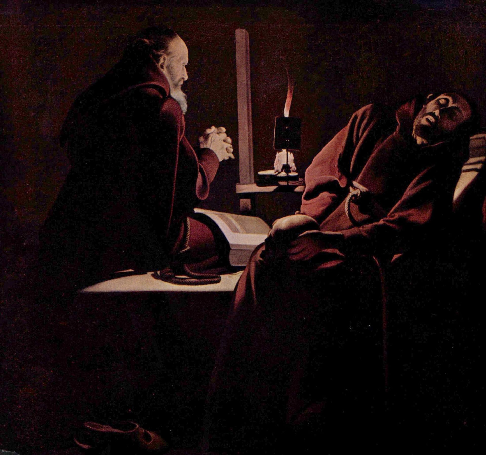 St. Francis in Extasy, also called The Praying Monk beside the Dying Monk by Georges de la Tour