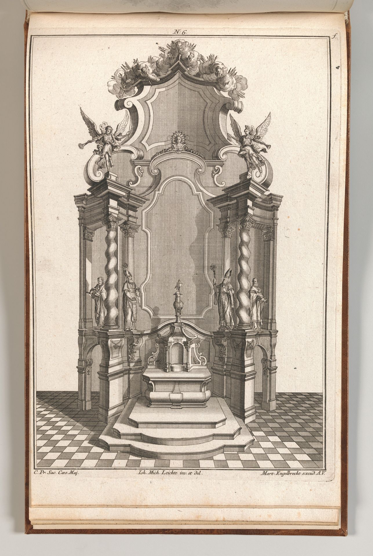 Design for a Monumental Altar, Plate f from 'Unterschiedliche Neu Inventierte Altäre mit darzu gehörigen Profillen u. Grundrißen.' by Johann Michael Leüchte