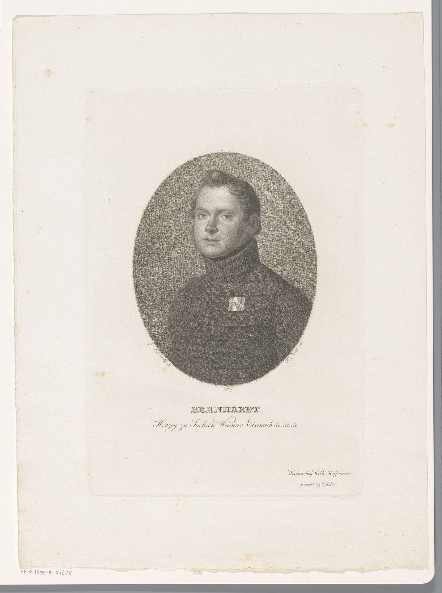 Portret van Karl Bernhard von Sachsen-Weimar-Eisenach by Johann Friedrich Bolt