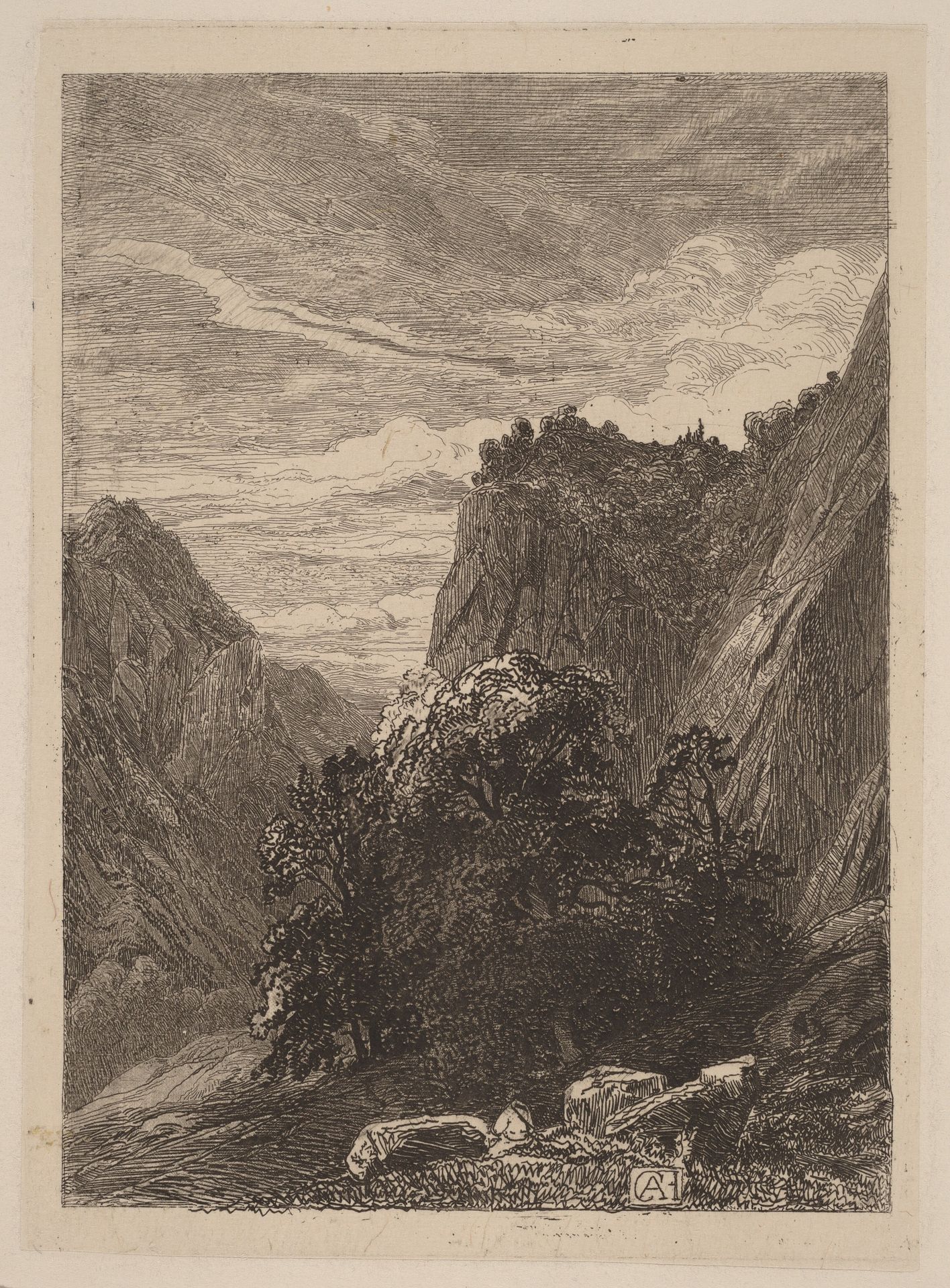 Trees at the Foot of a Cliff by Alexandre Calame