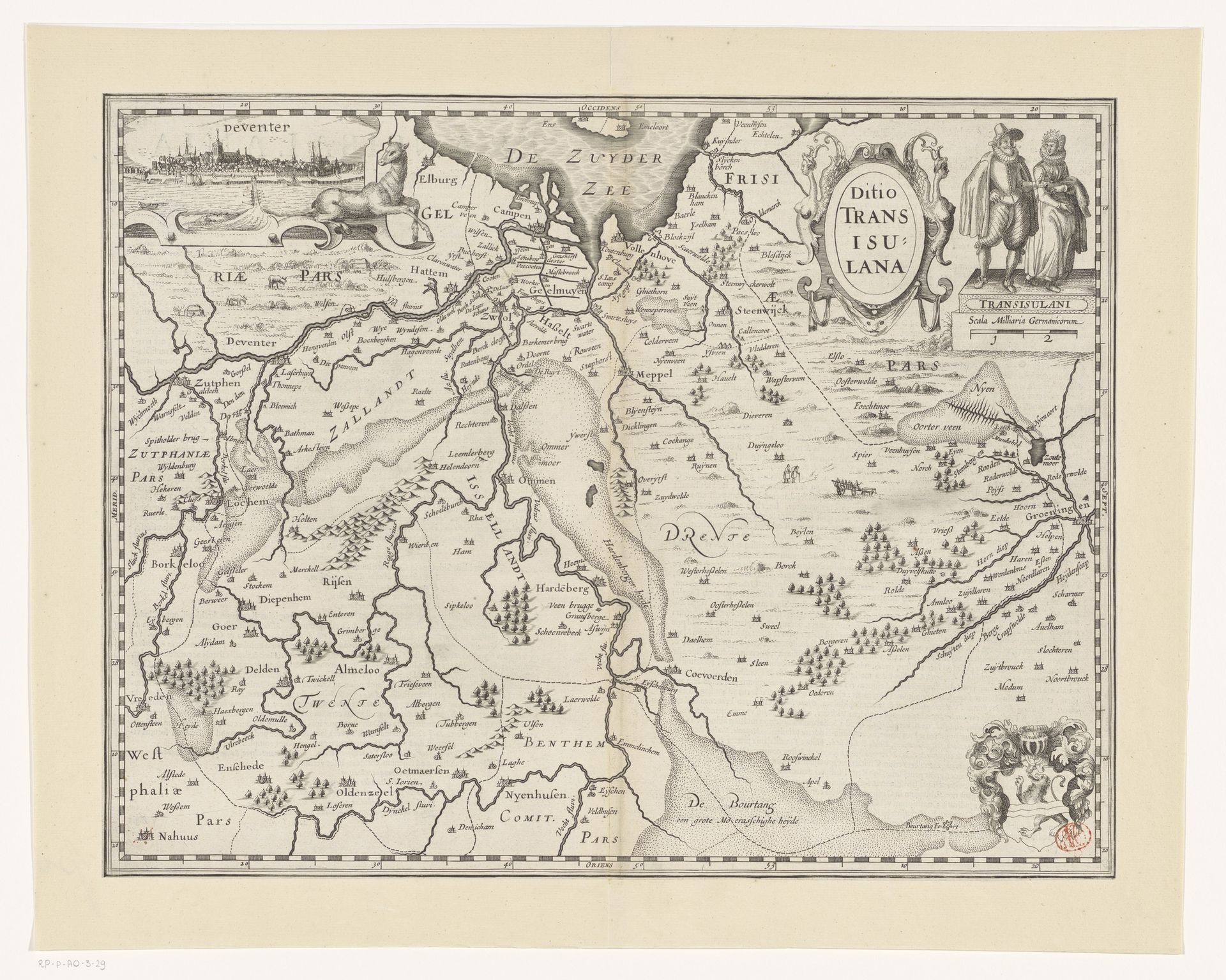 Kaart van Overijssel by Pieter van der Keere