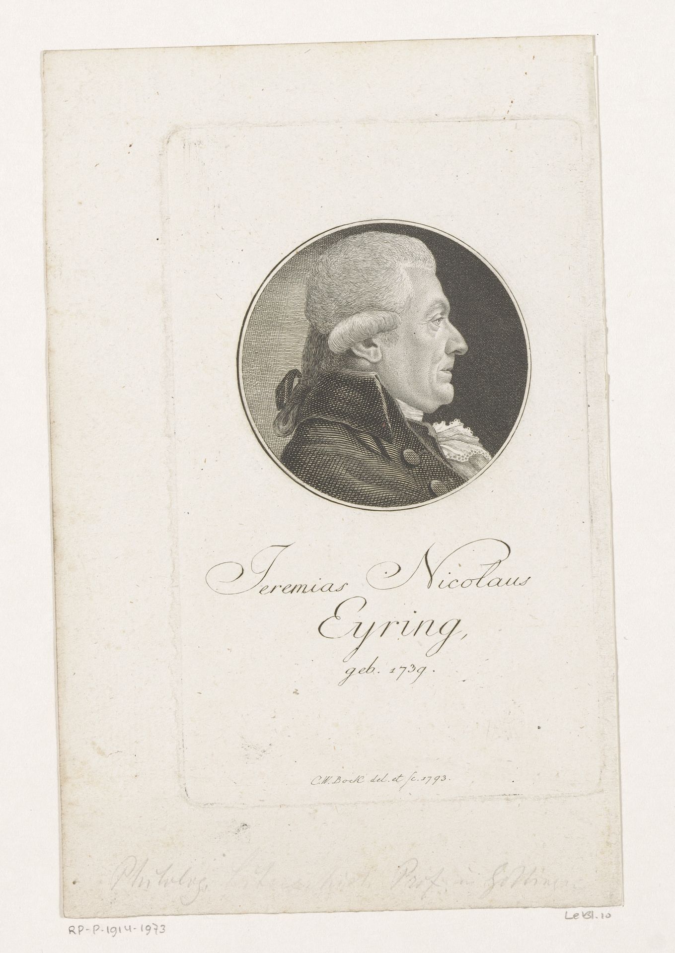 Portret van Jeremias Nicolaus Eyring by Christoph-Wilhelm Bock